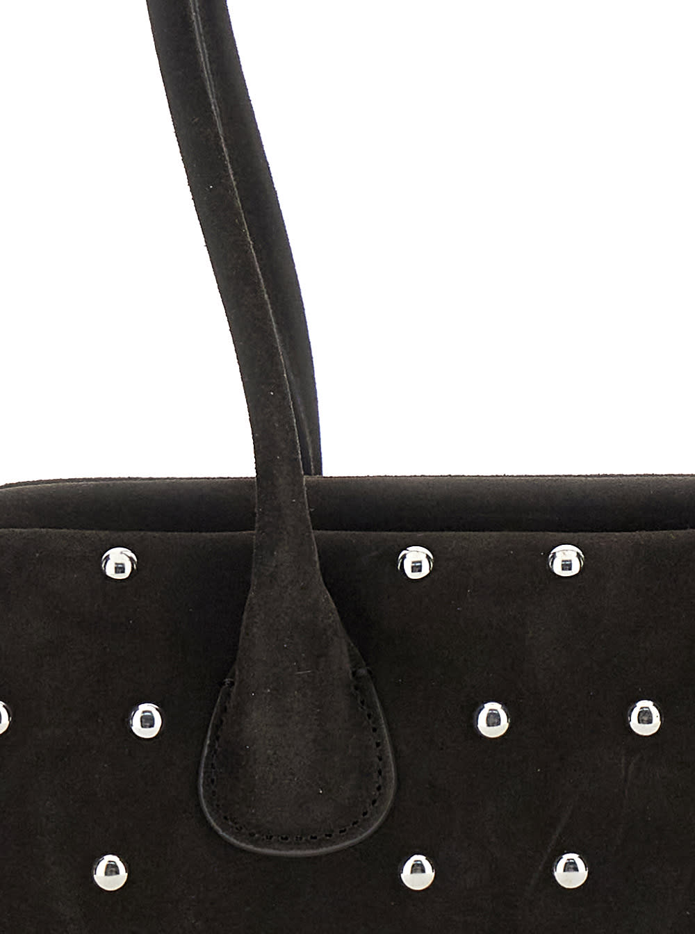 Osoi 'boat Wide Mini' Brown Shoulder Bag With Round Handles And Beaded Embellishment In Suede Woman In Brown