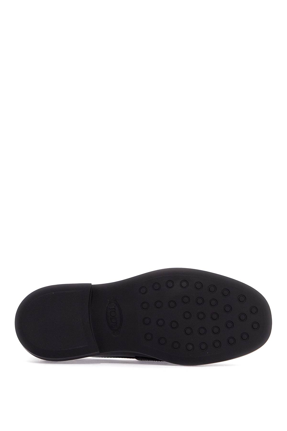 Shop Tod's Metal Logo Loafers With Metal Detailing In Nero (black)