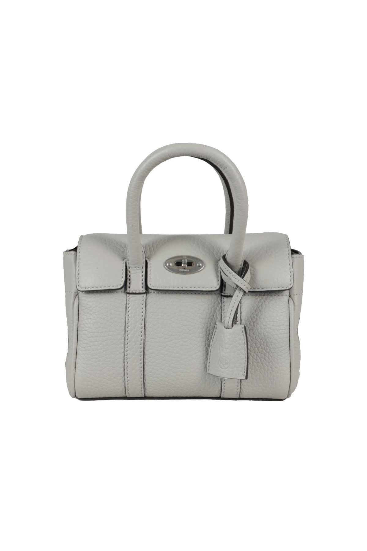 Shop Mulberry Mini Bayswater Heavy Grain In Pale Grey