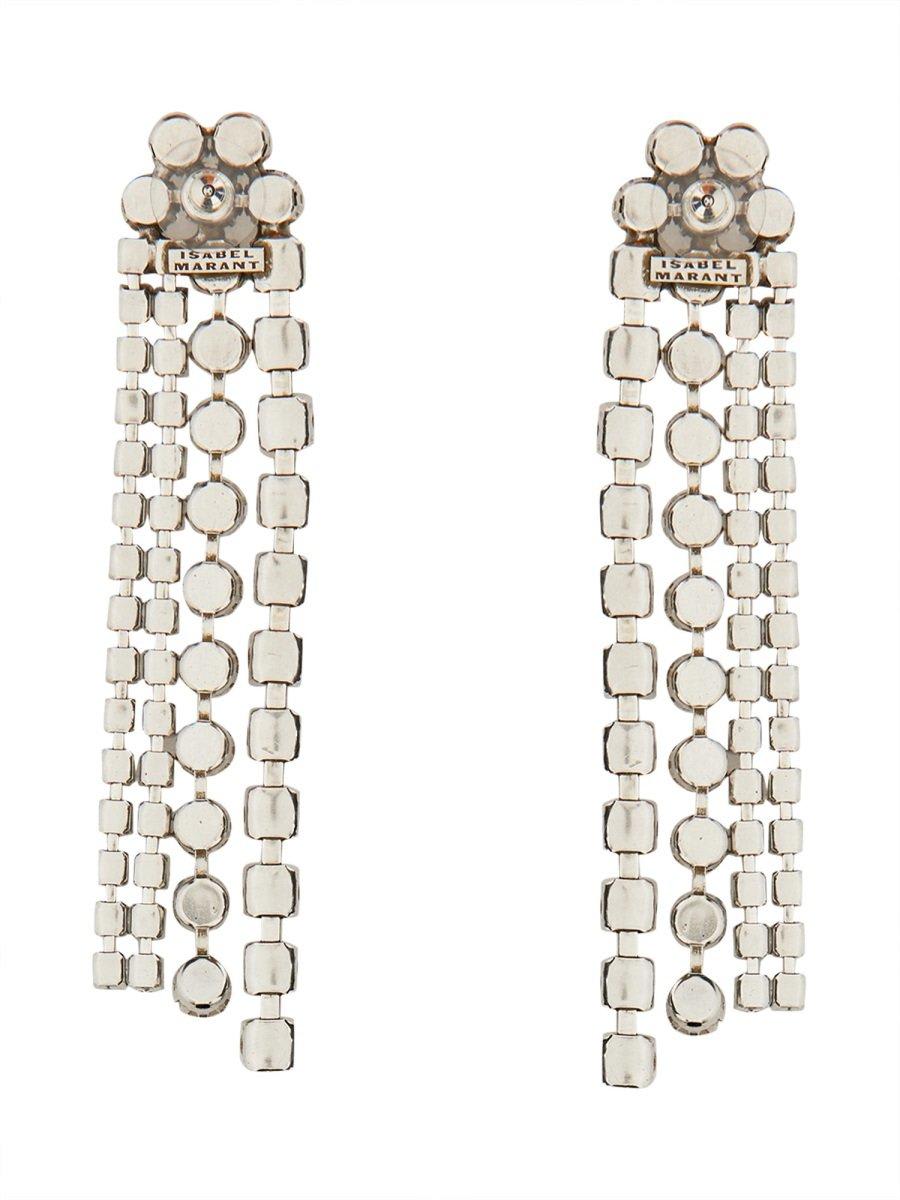 Shop Isabel Marant Crystal-embellished Straps Dropped Earrings In Silver