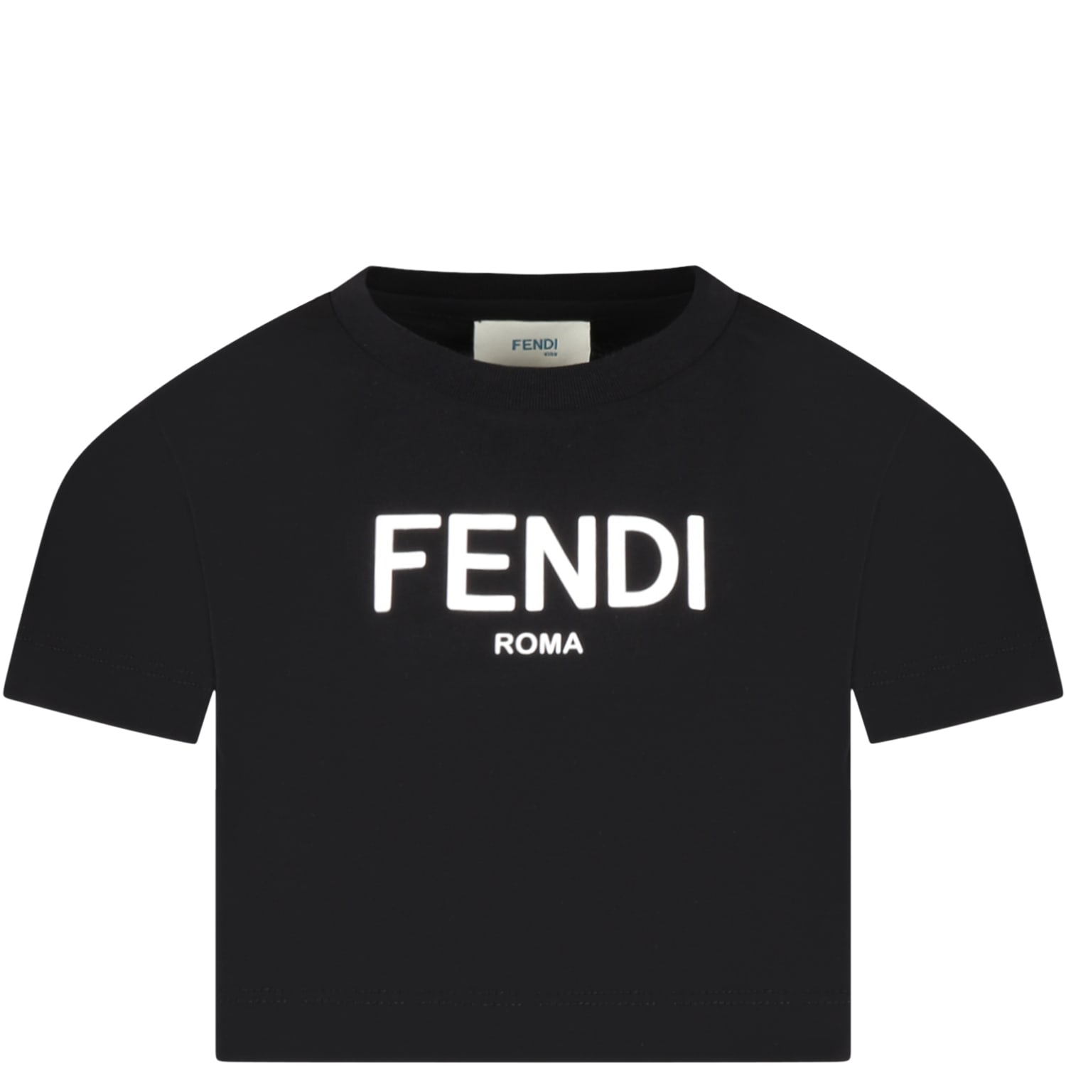 Fendi Black And Short T-shirt For Girl With Ff White Logo