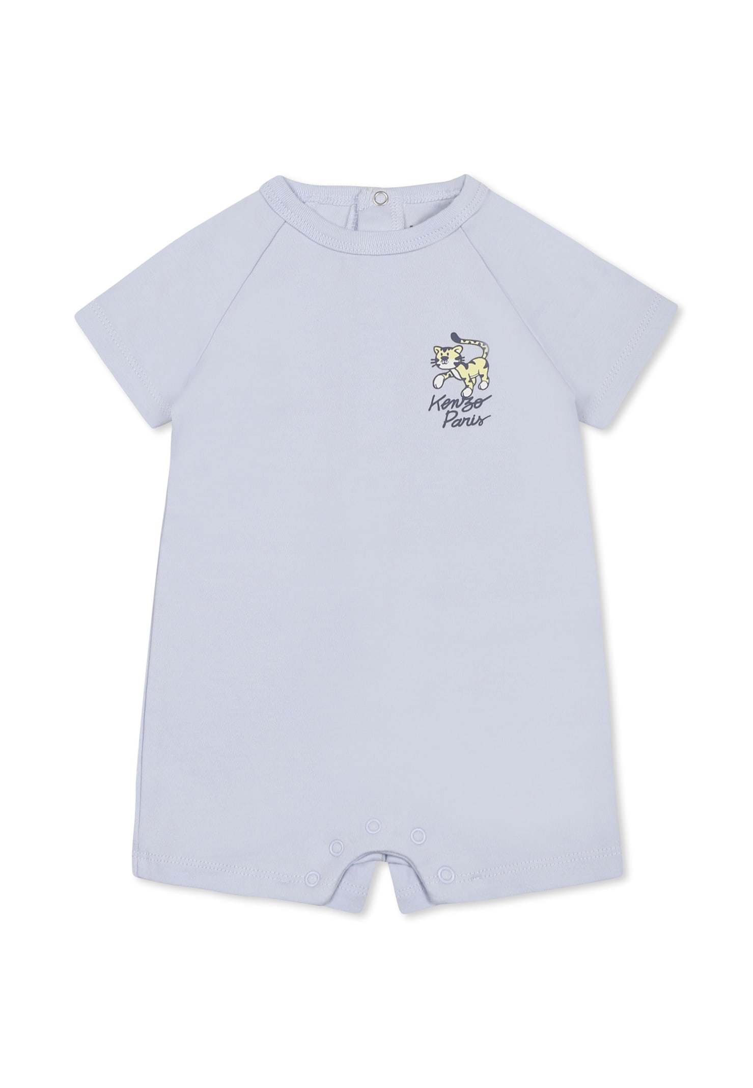 Kenzo Light Blue Romper For Baby Boy With Tiger In Light Blue