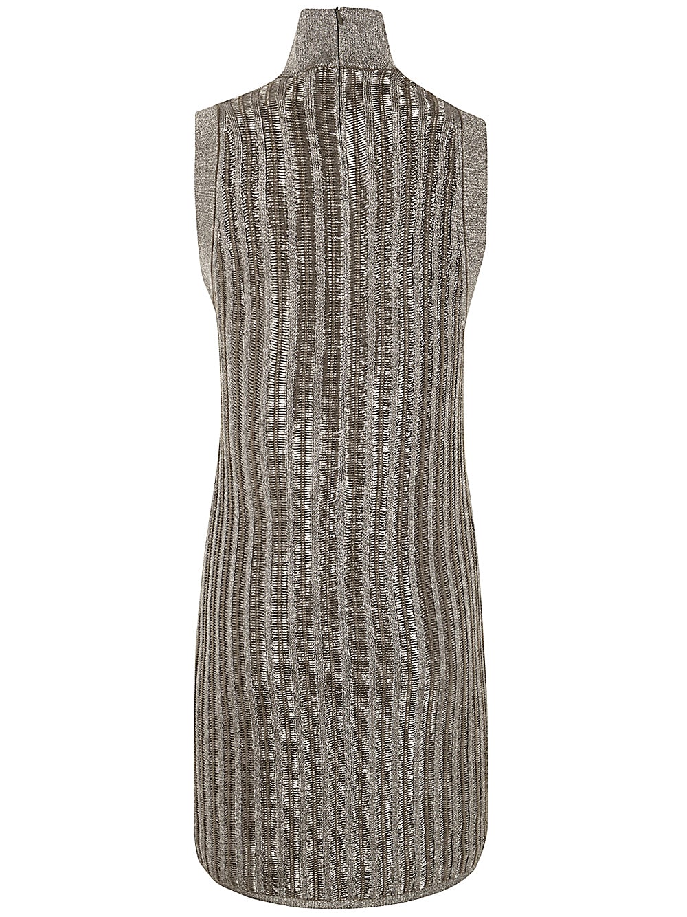 Shop Tom Ford Slinky Viscose And Wool Metal Rib - 12gg Turtleneck Mini Dress In Metallic Olive