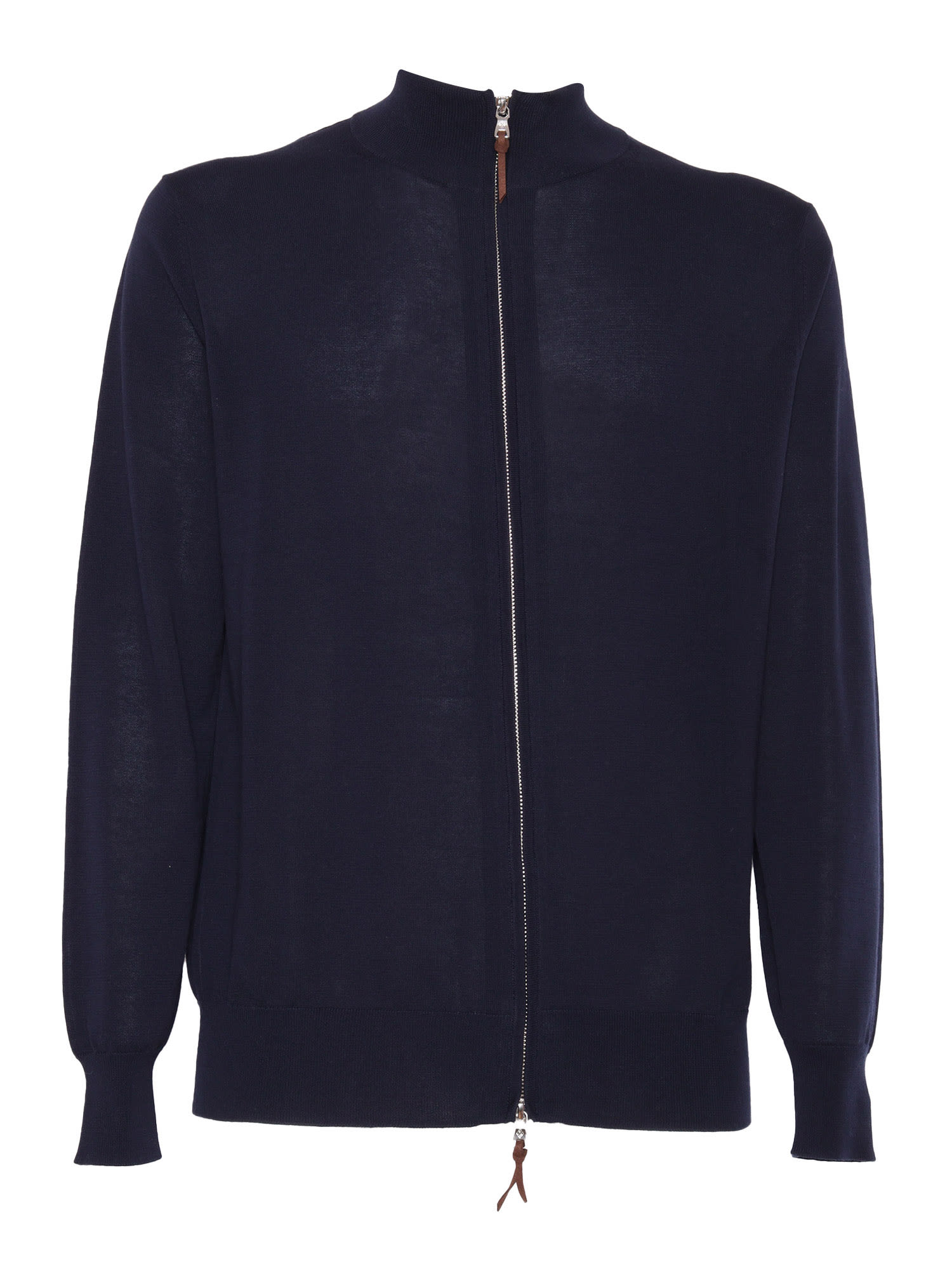 Ballantyne Black Zipped Cardigan With High Collar In Blue