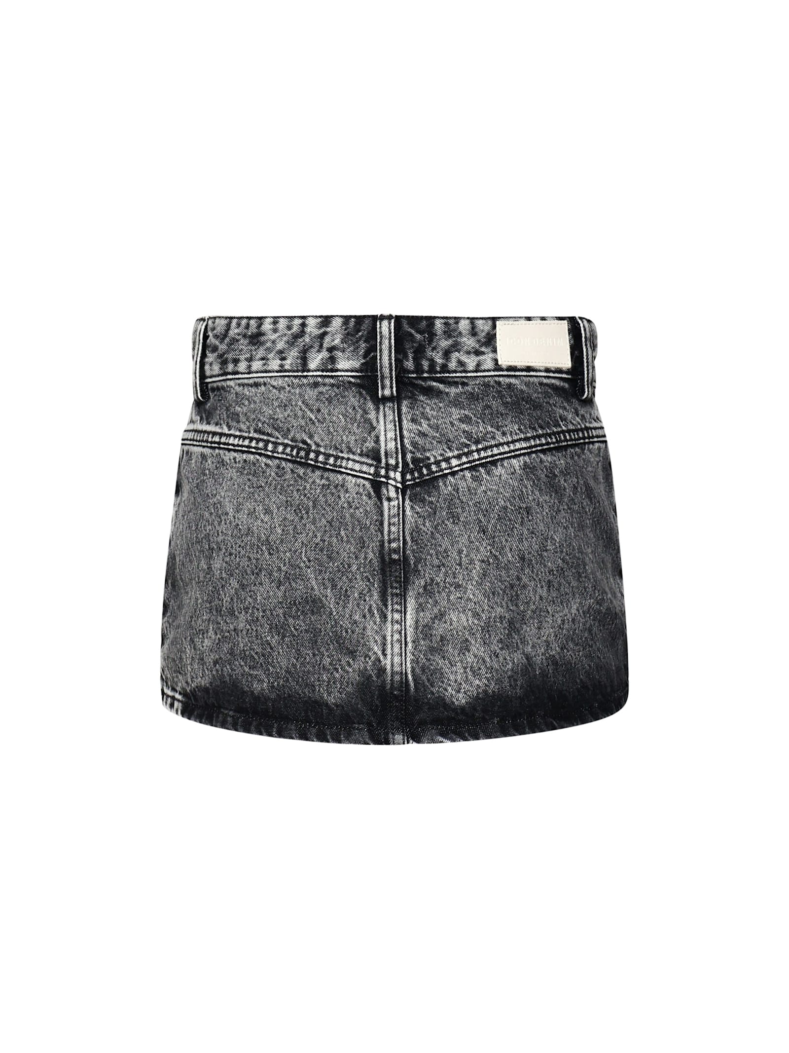 Icon Denim Aged-effect Miniskirt In Cotton Denim In Aged Grey