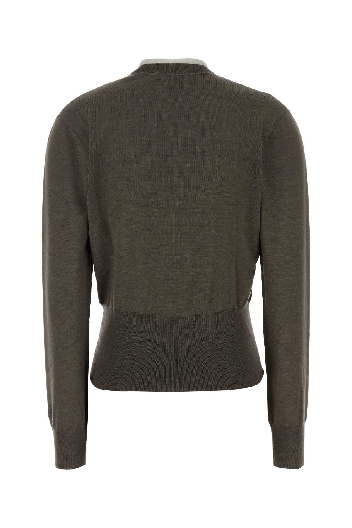 Fendi Cashmere Blend Sweater Featuring Contrast Trim In Green