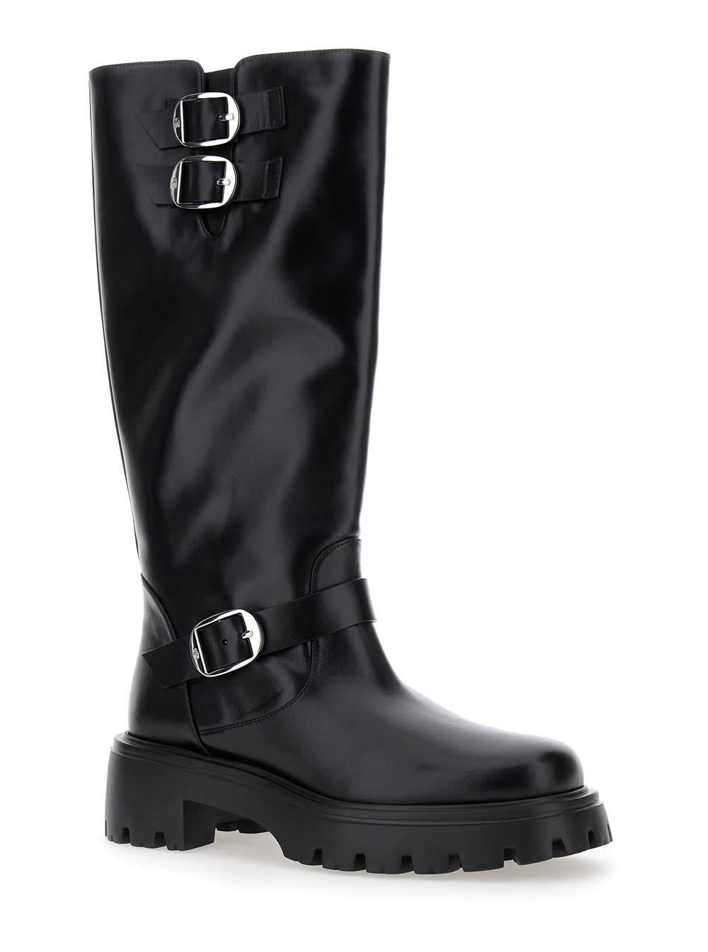 Shop Stuart Weitzman Emerson Moto Boot In Black