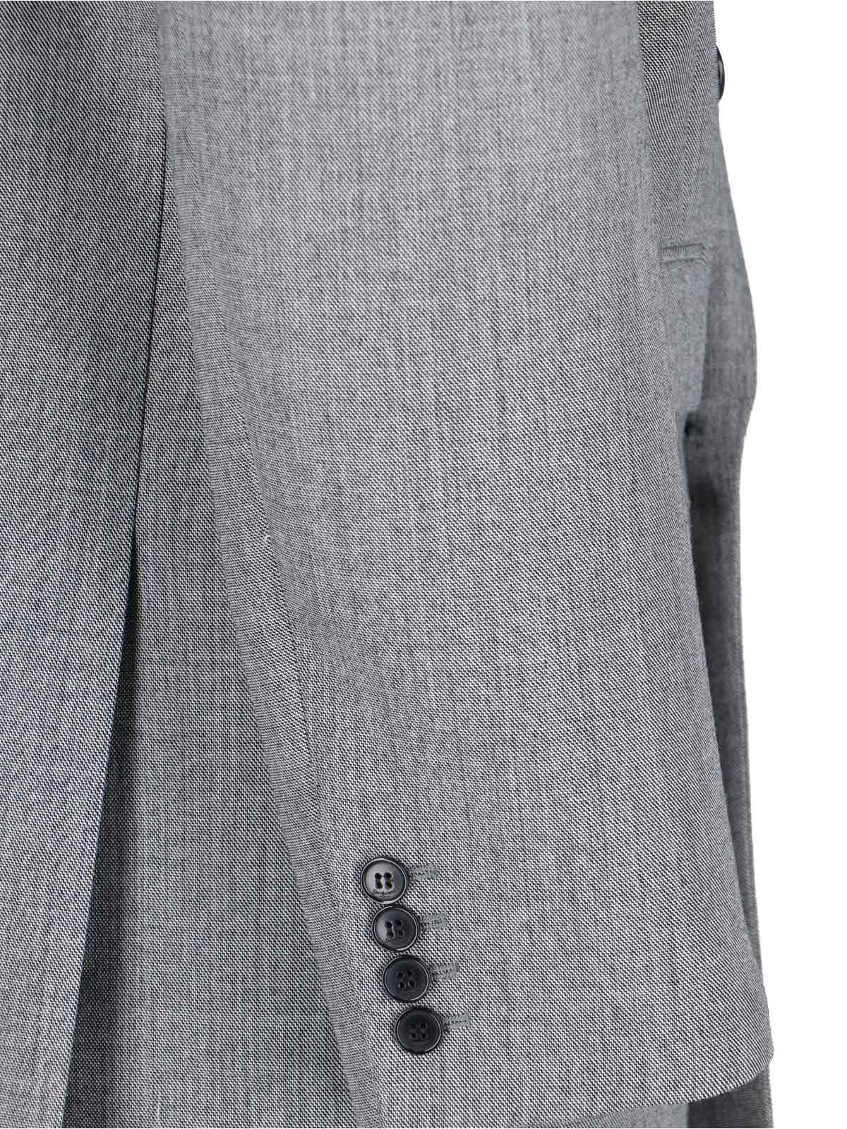 Saint Laurent Double-breasted Wool Blazer In Gray