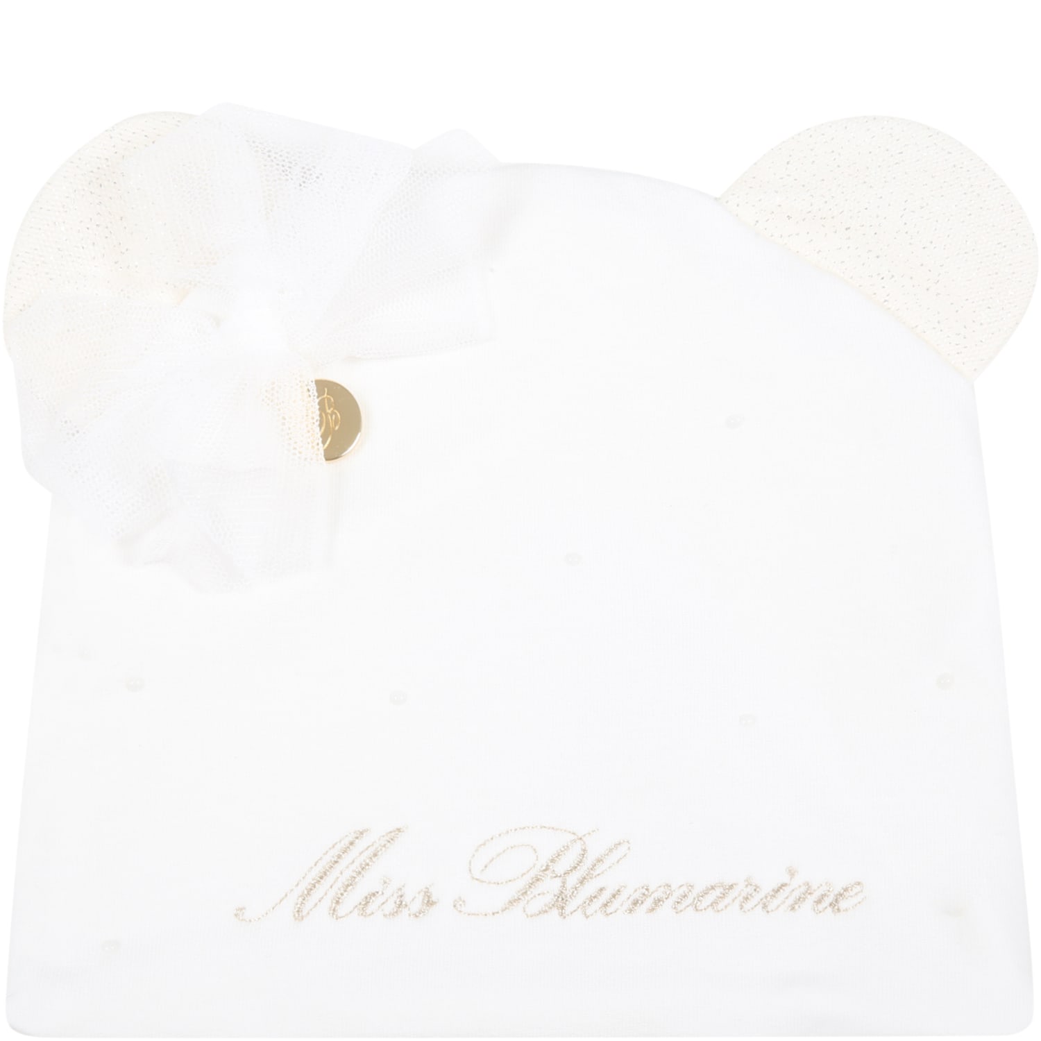 Blumarine White Hat For Baby Girl With Ears