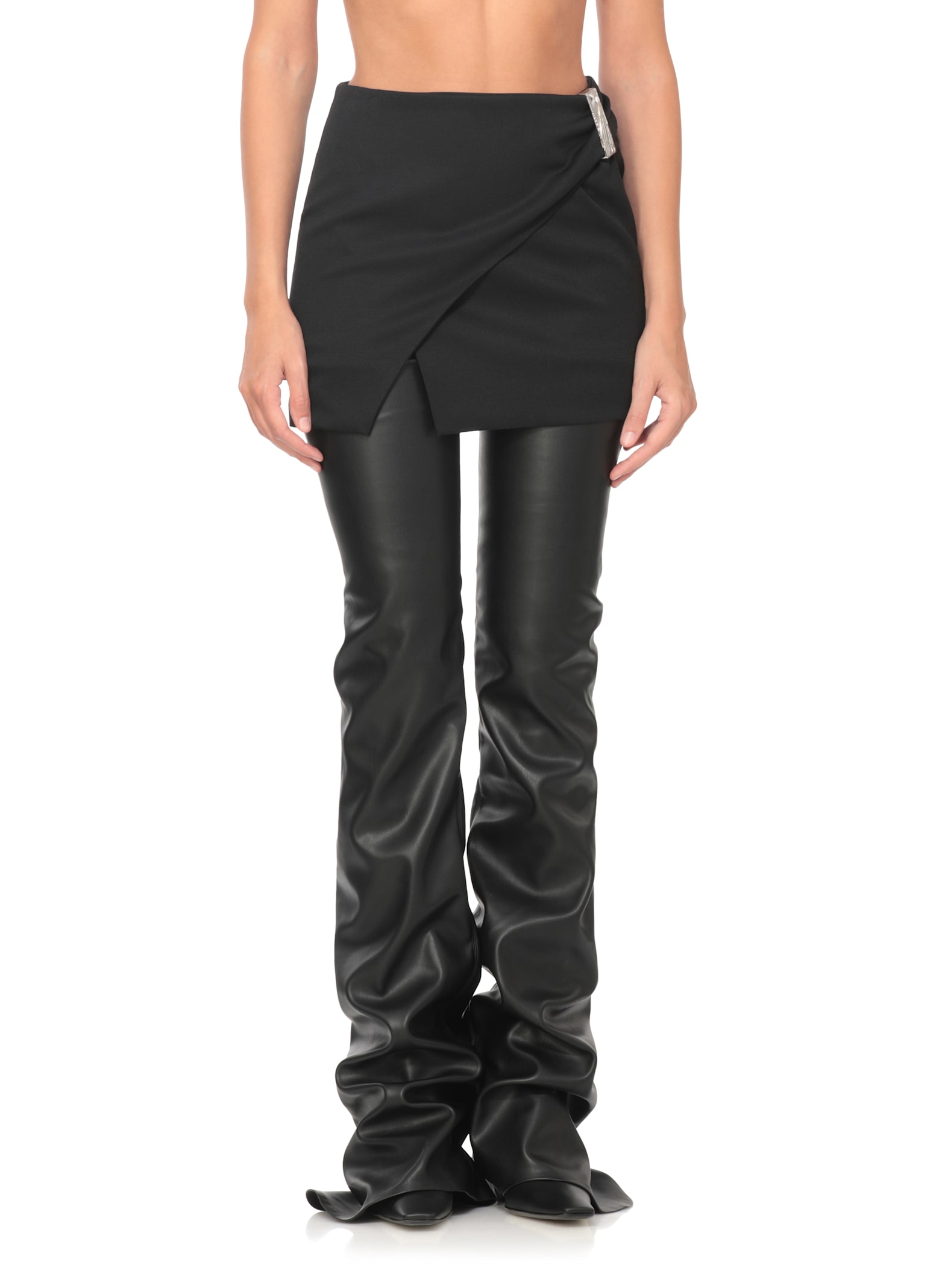 Attico Draped Mini Skirt Metal Embellishment In Black