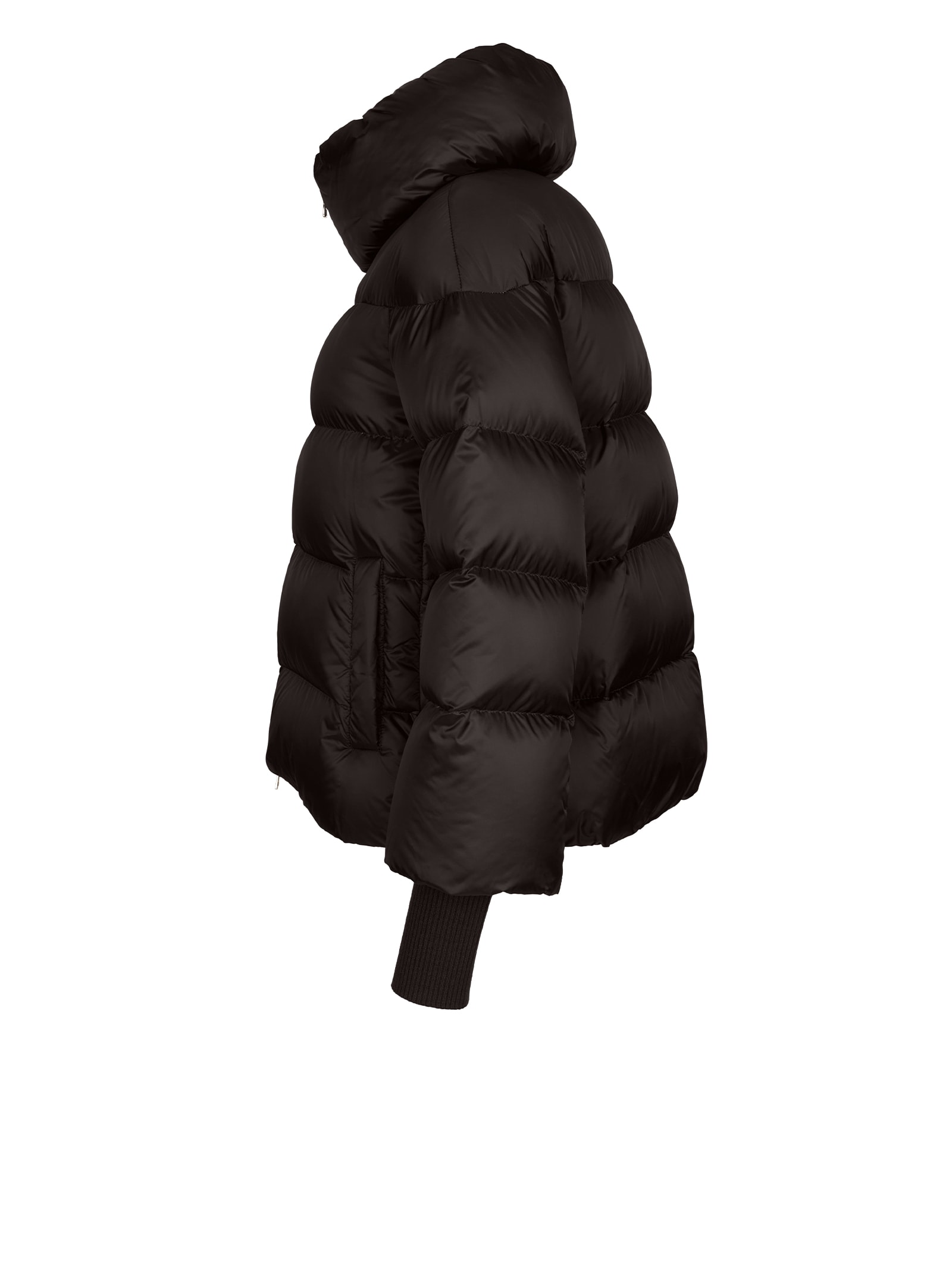 Shop Add Black Quilted Down Jacket With Zip Women In Noir