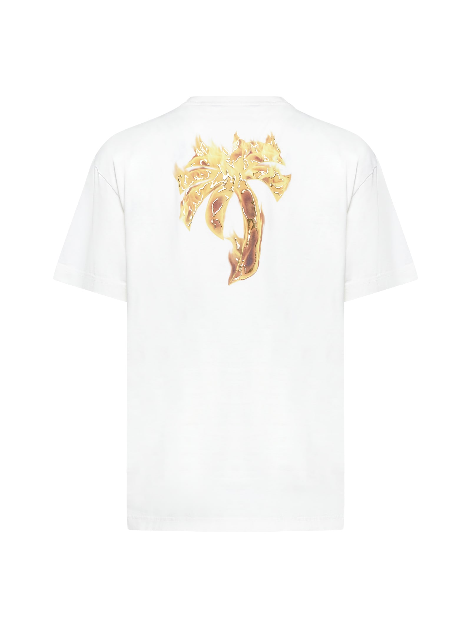 Shop Palm Angels T-shirt In Off White Gold