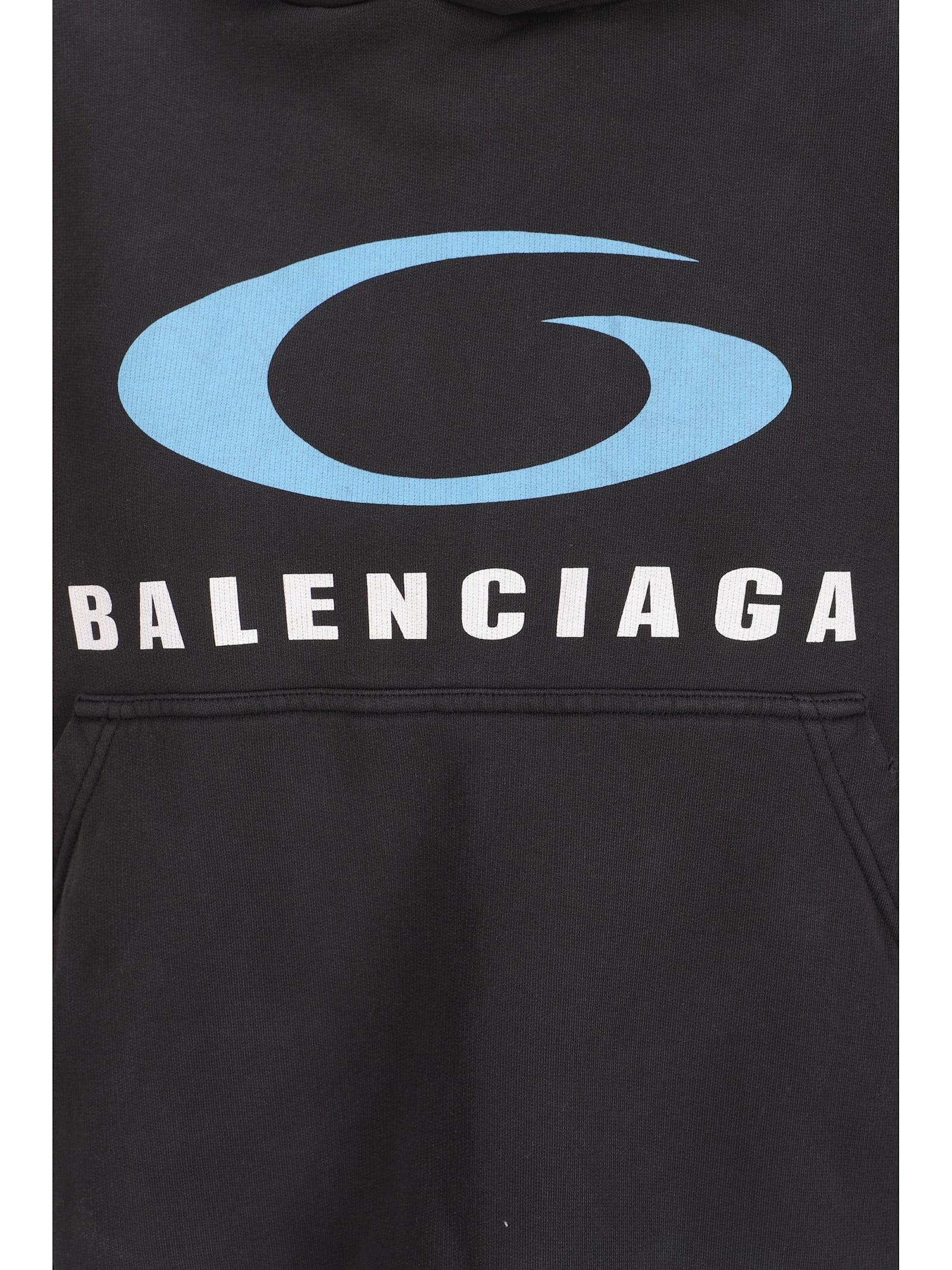 Shop Balenciaga Hoodie In Washed Black/blue