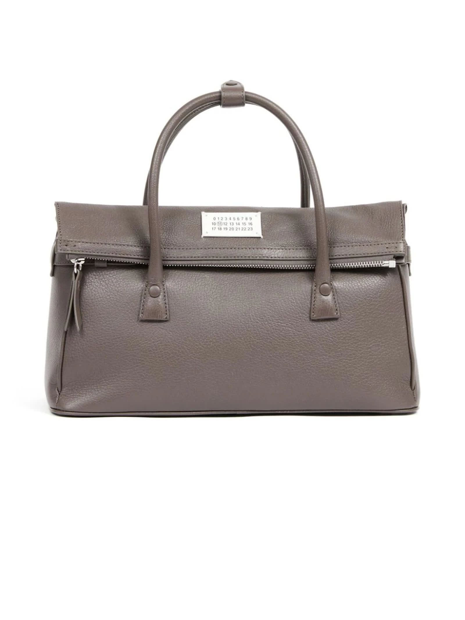 Shop Maison Margiela Medium 5ac Leather Tote Bag In Grey