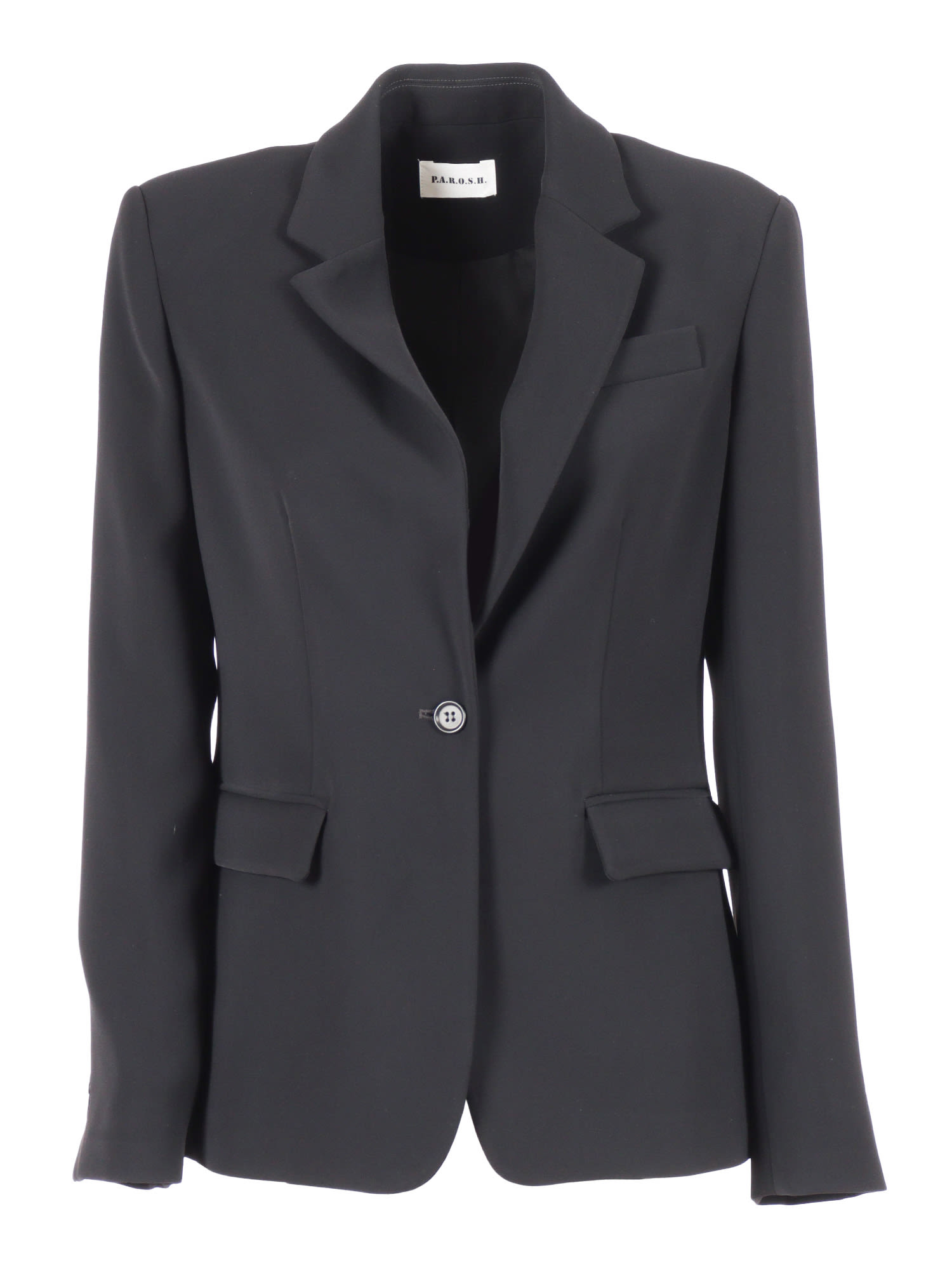P.a.r.o.s.h Tailored Black Blazer With Single-button Closure In Black
