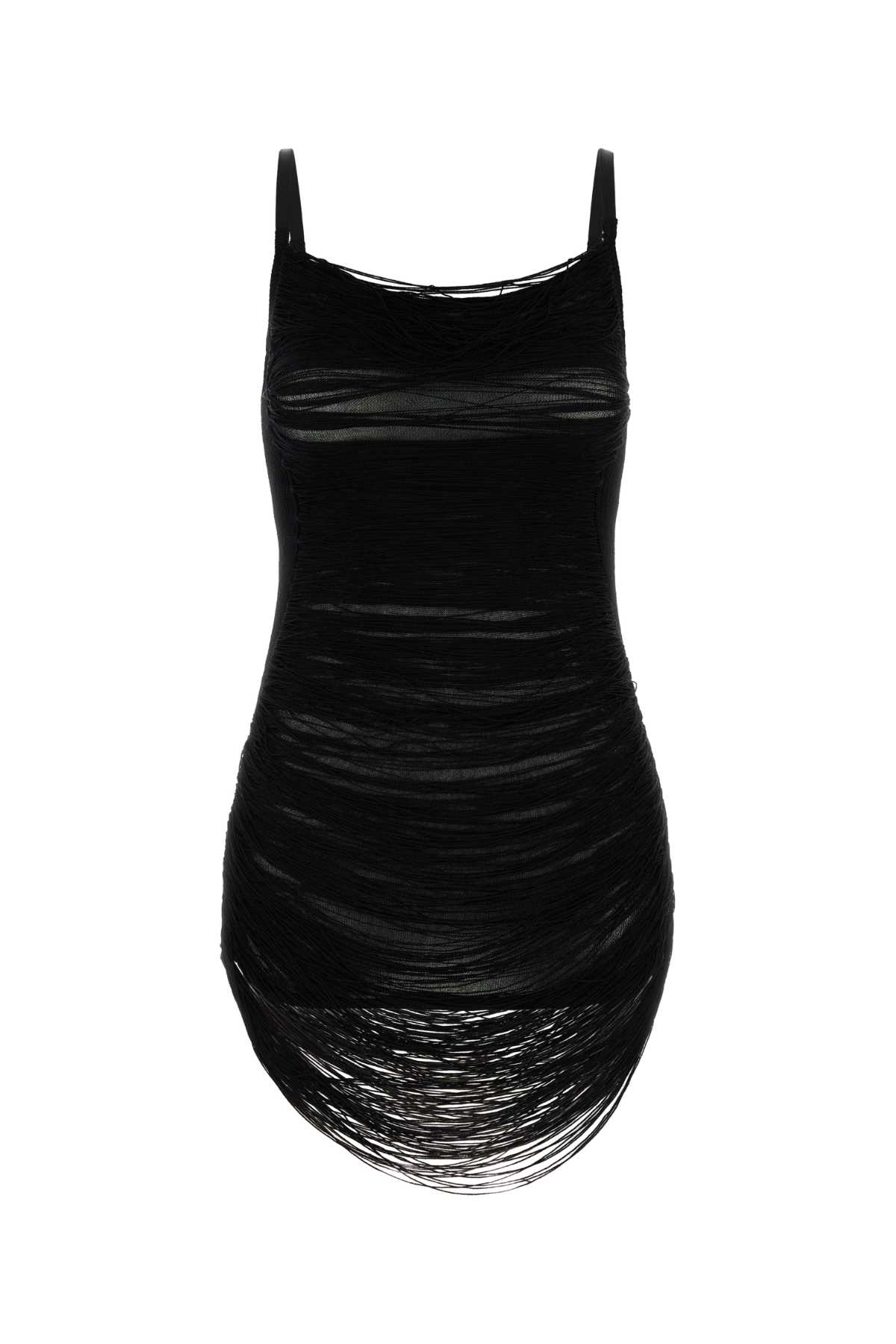 Attico Black Viscose Blend Mini Dress