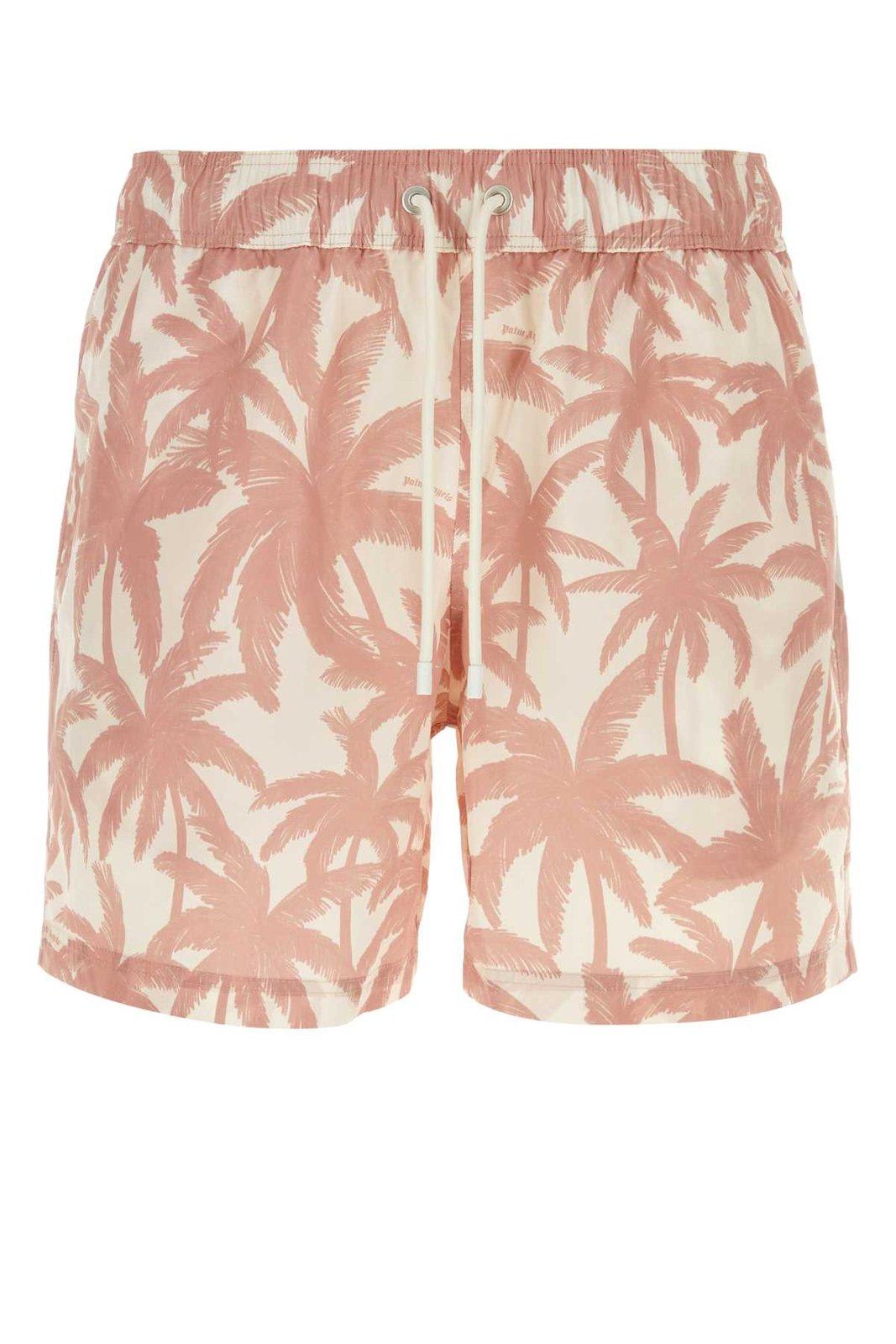 Shop Palm Angels Allover Palm Printed Swim Shorts In Rosa