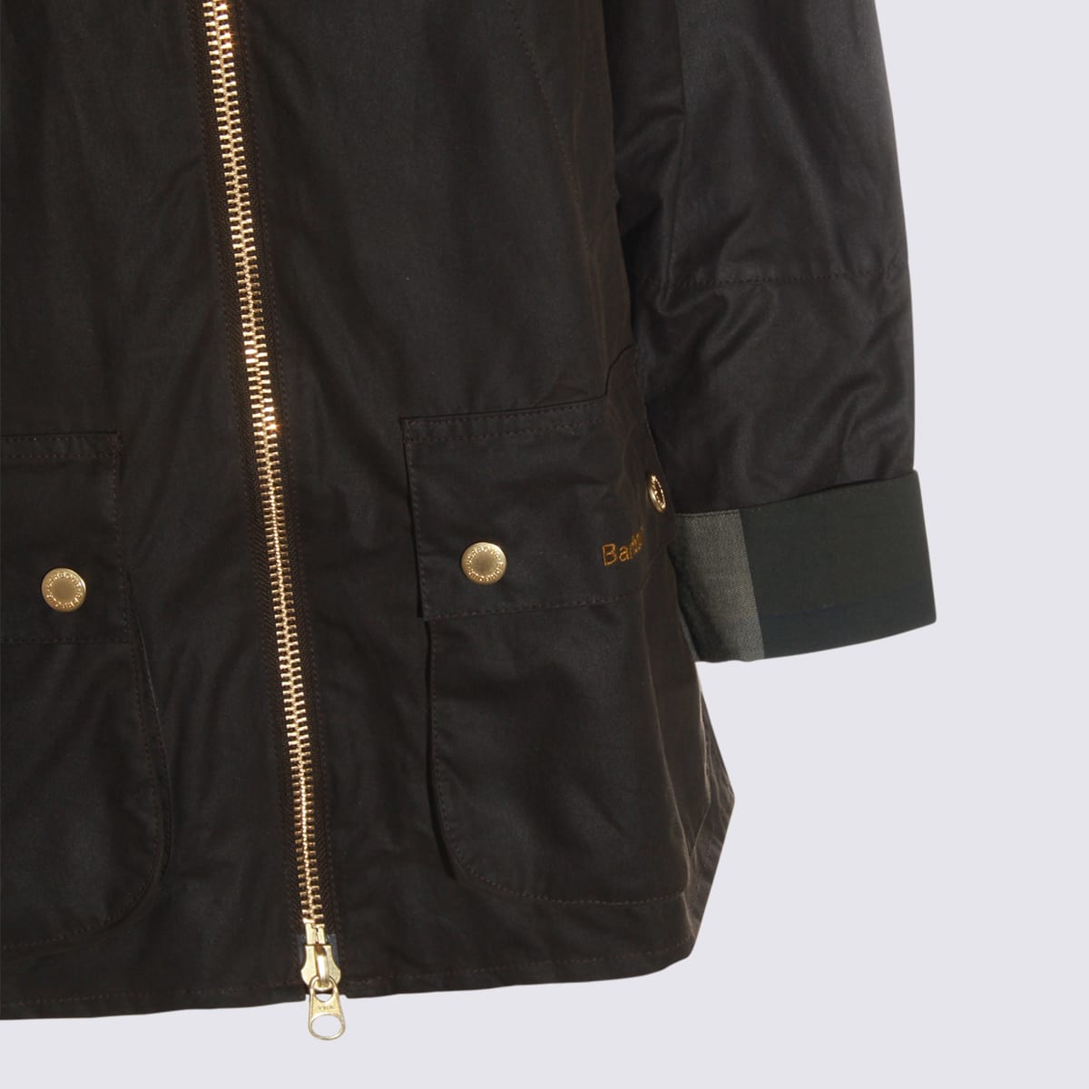 Barbour Black Cotton Allerston Wax Coat In Green