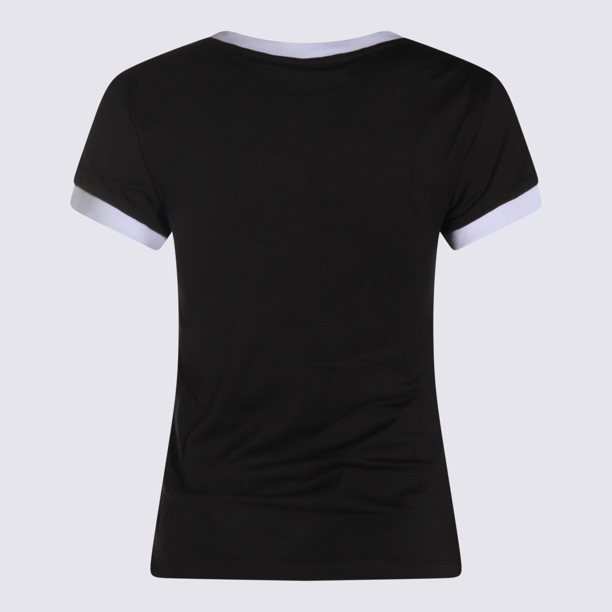 Ganni Black Crewneck T-shirt With Maxi Logo On The Front In Cotton Jersey Woman In Black