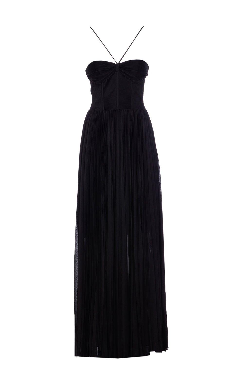 Cross Shoulder Strap Pleated Maxi Dress