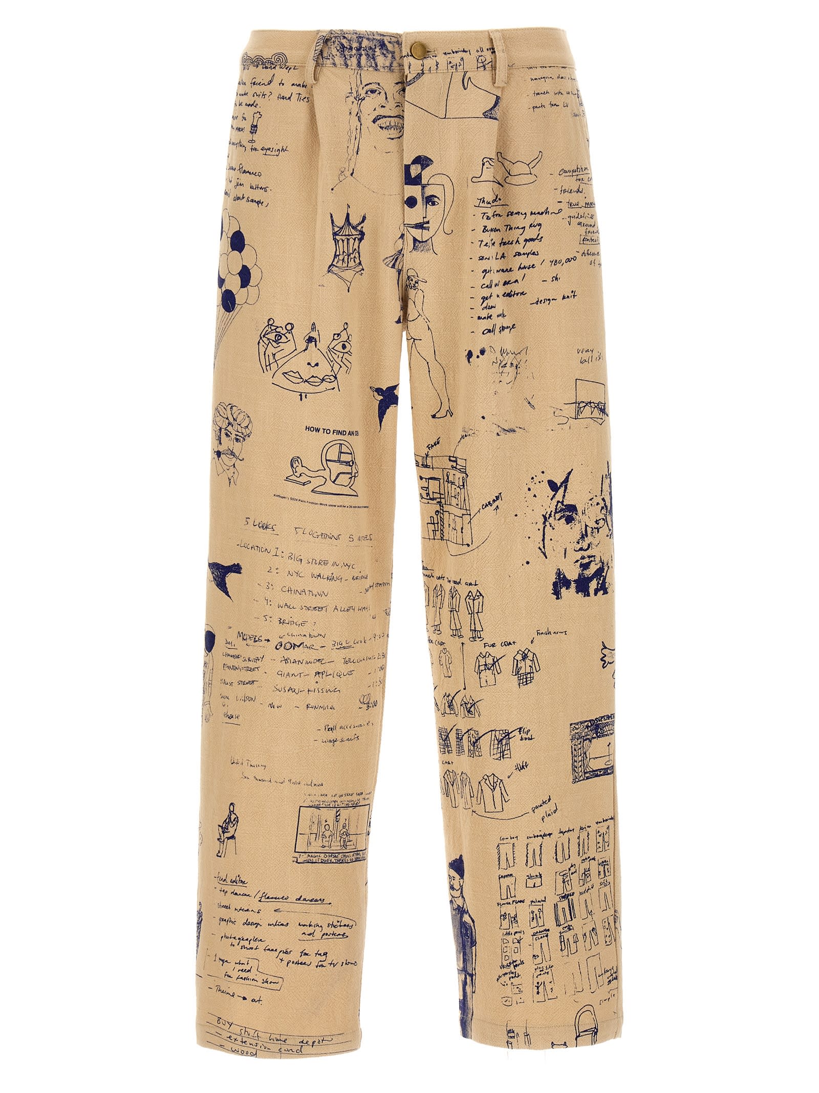 Shop Kidsuper Doodles Trousers In Beige