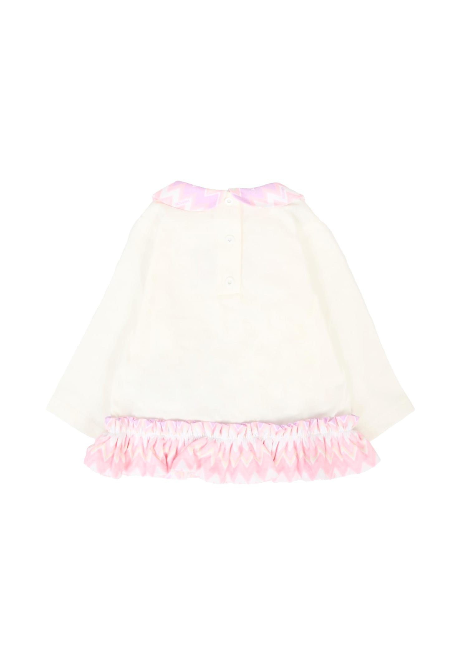Missoni Ivory T-shirt For Baby Girl With Logo In White