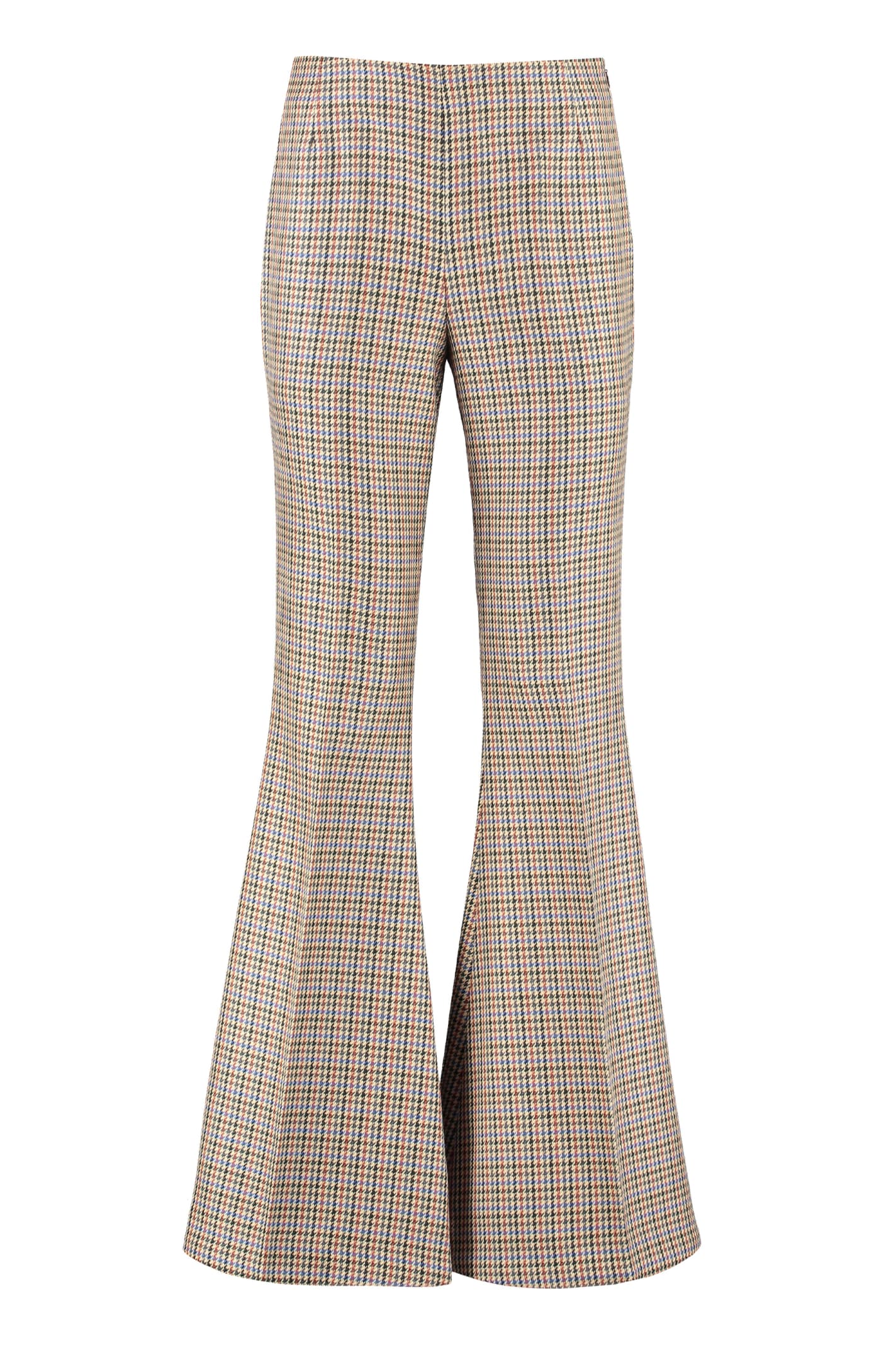 Stella Mccartney Houndstooth-pattern Flared Trousers In Multicolor