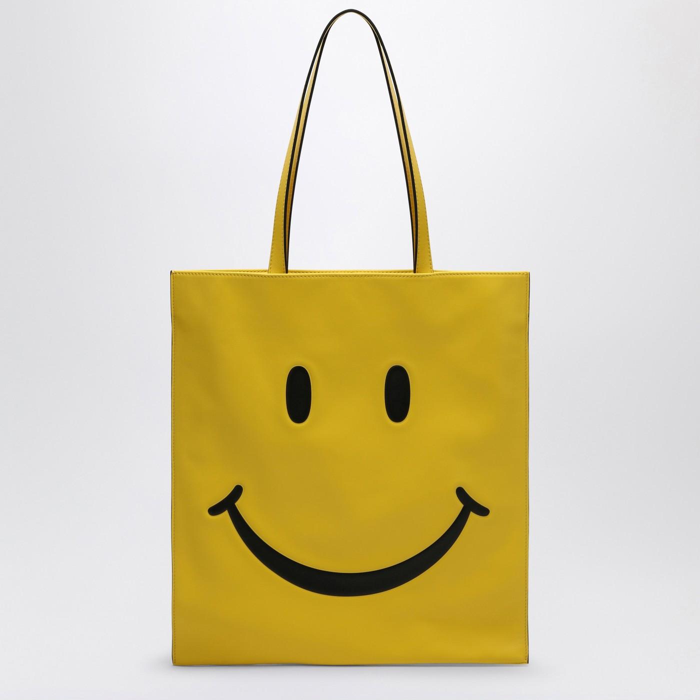 Shop Moschino Yellow Nappa Leather Smiley Bag In Giallo