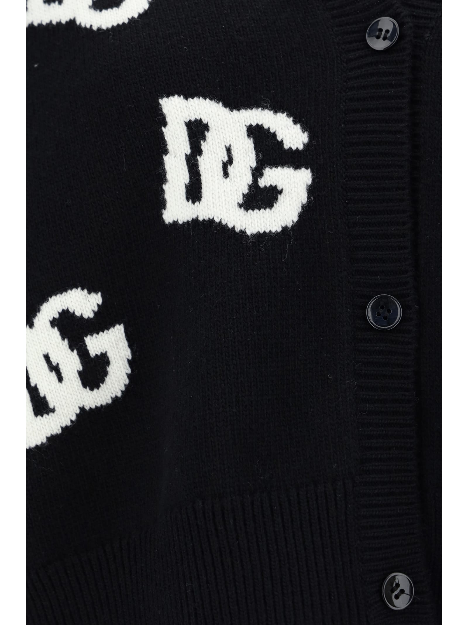 Shop Dolce & Gabbana Cardigan In Nero/bianco