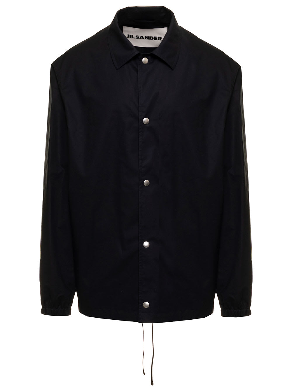 Black Cotton Shirt Jacket With Jil Sander Man Logo