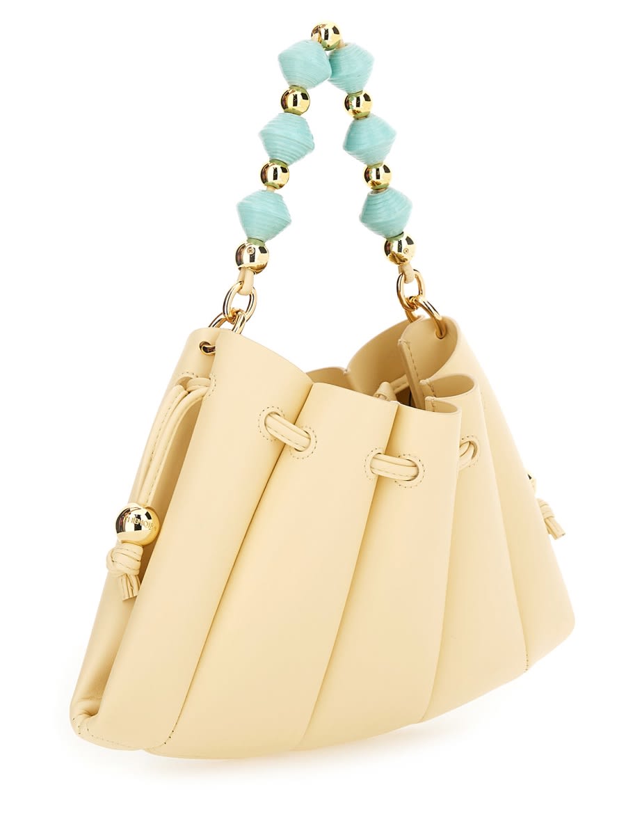 Themoirè Beaded Handle Pleated Design Bag