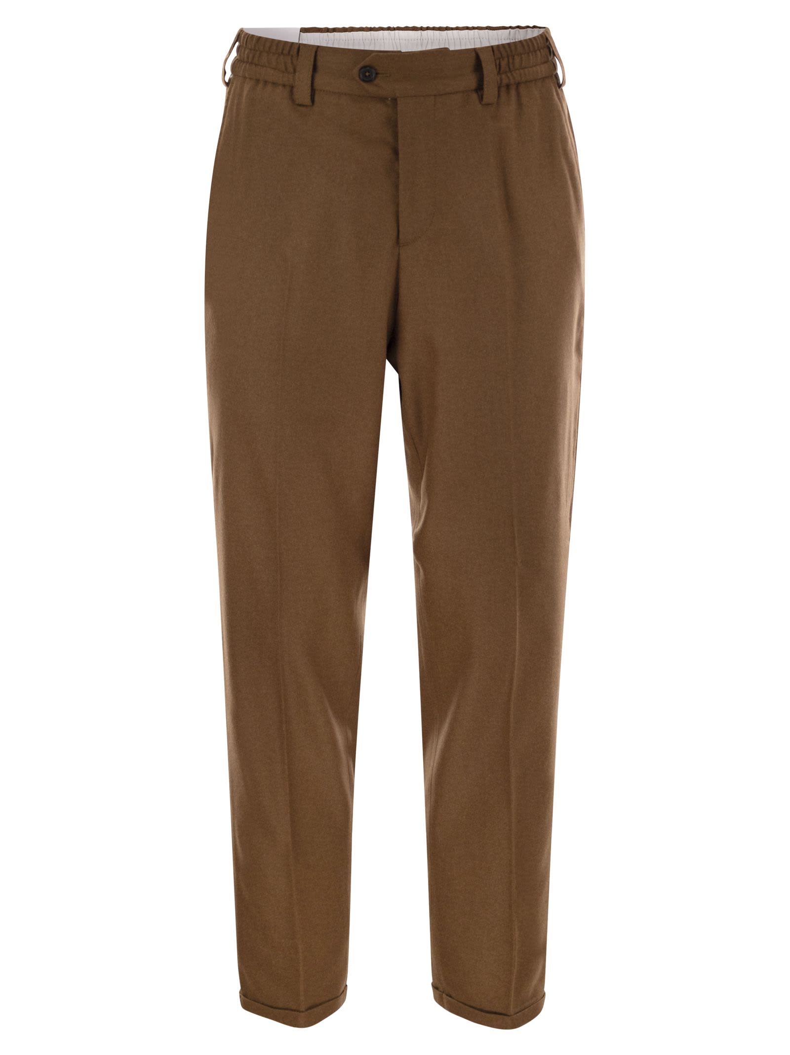 Shop Pt Torino The Rebel - Wool And Cashmere Trousers In Cognac