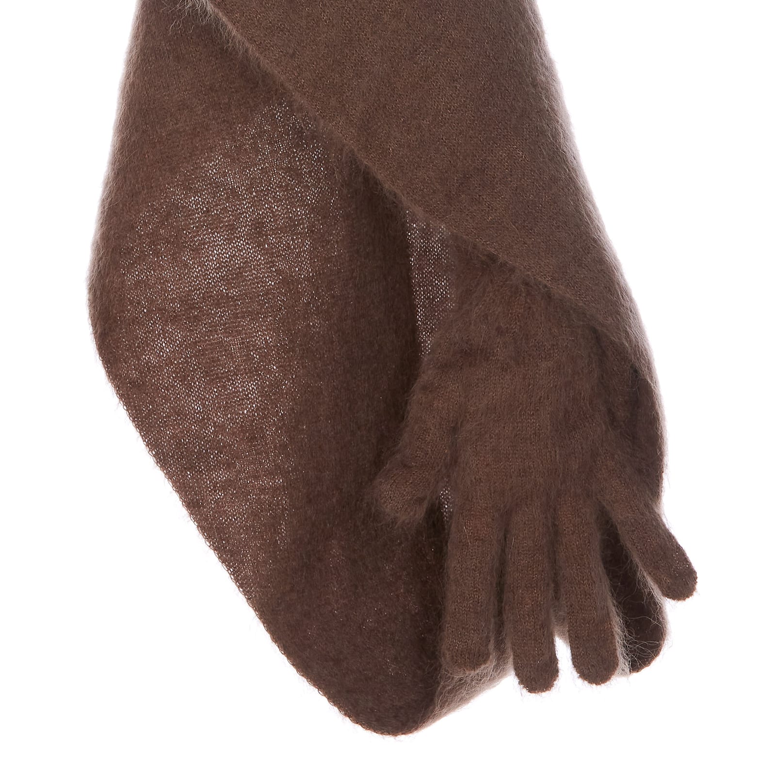 Shop Moschino Mohair Cape With Gloves Detail In Brown