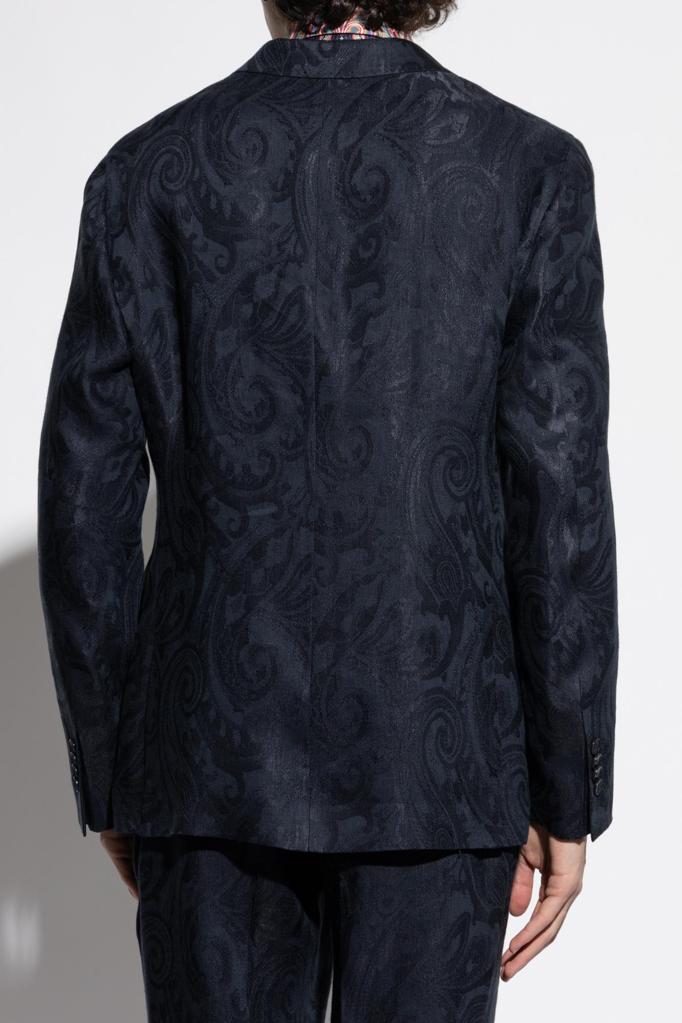 Etro Paisley Jacquard Single-breasted Blazer In Blue