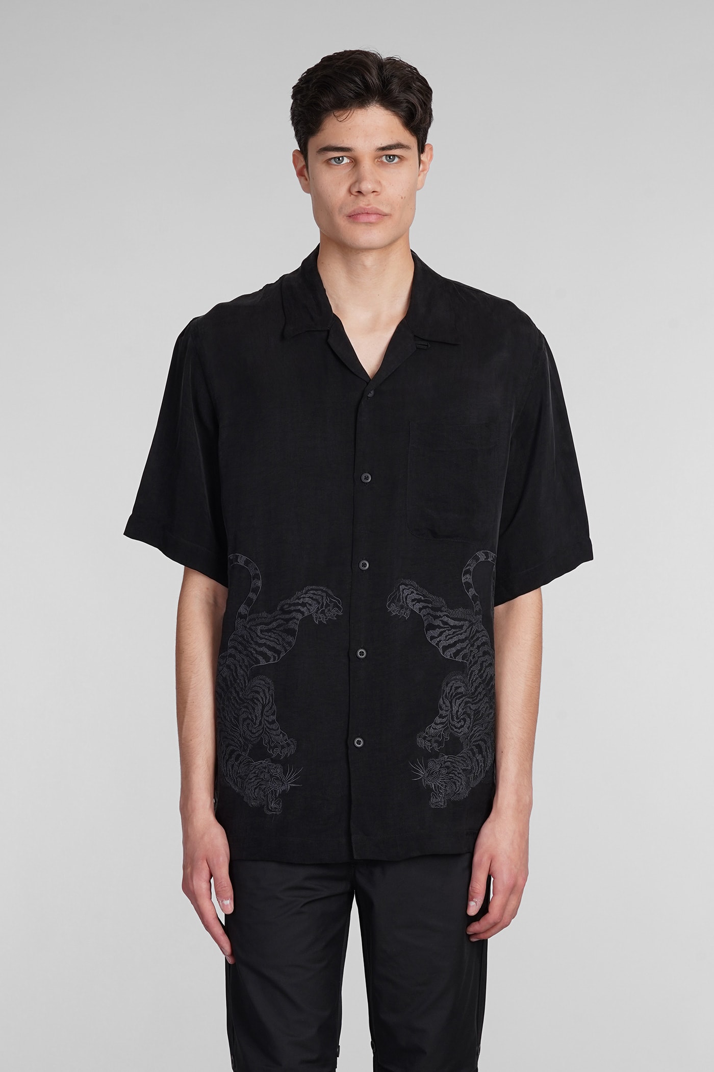 Shop Maharishi Shirt In Black Polyamide Polyester