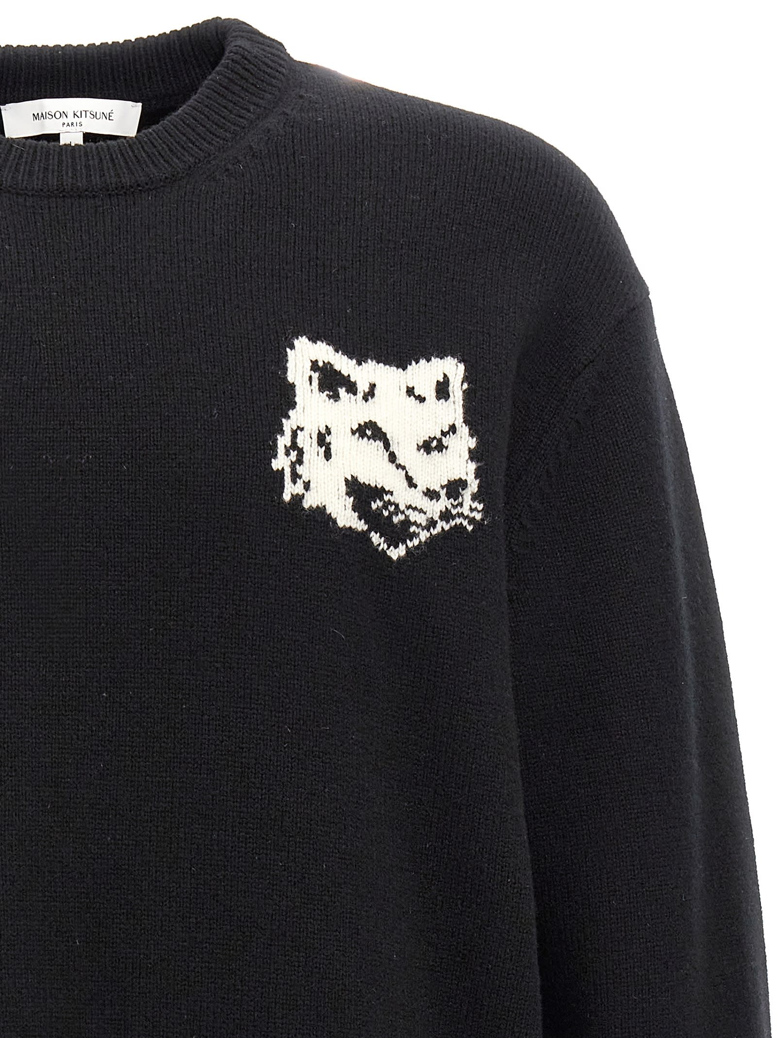 Shop Maison Kitsuné Fox Head Sweater In Black