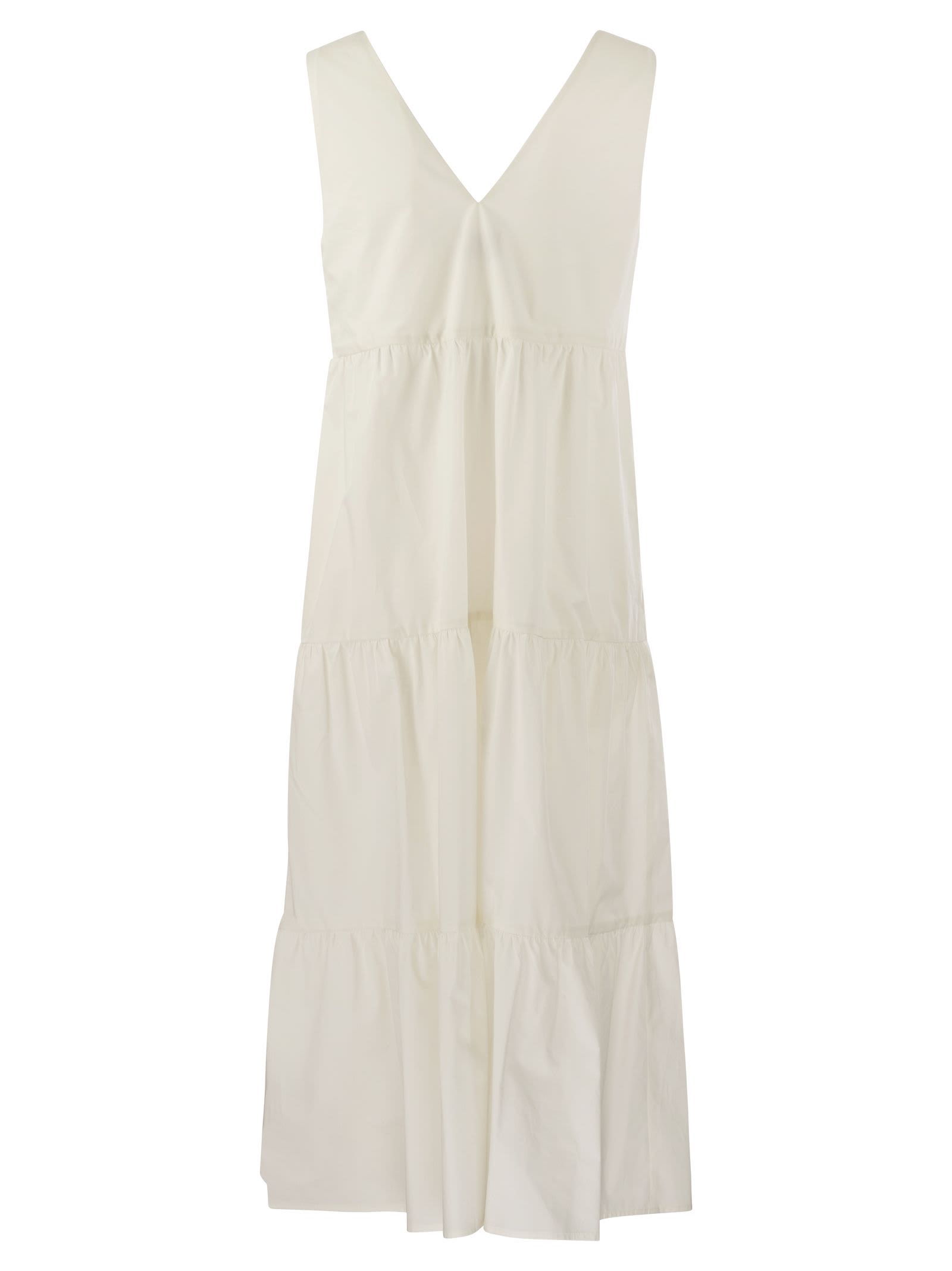 Shop Woolrich Pure Cotton Poplin Dress In Plaster White