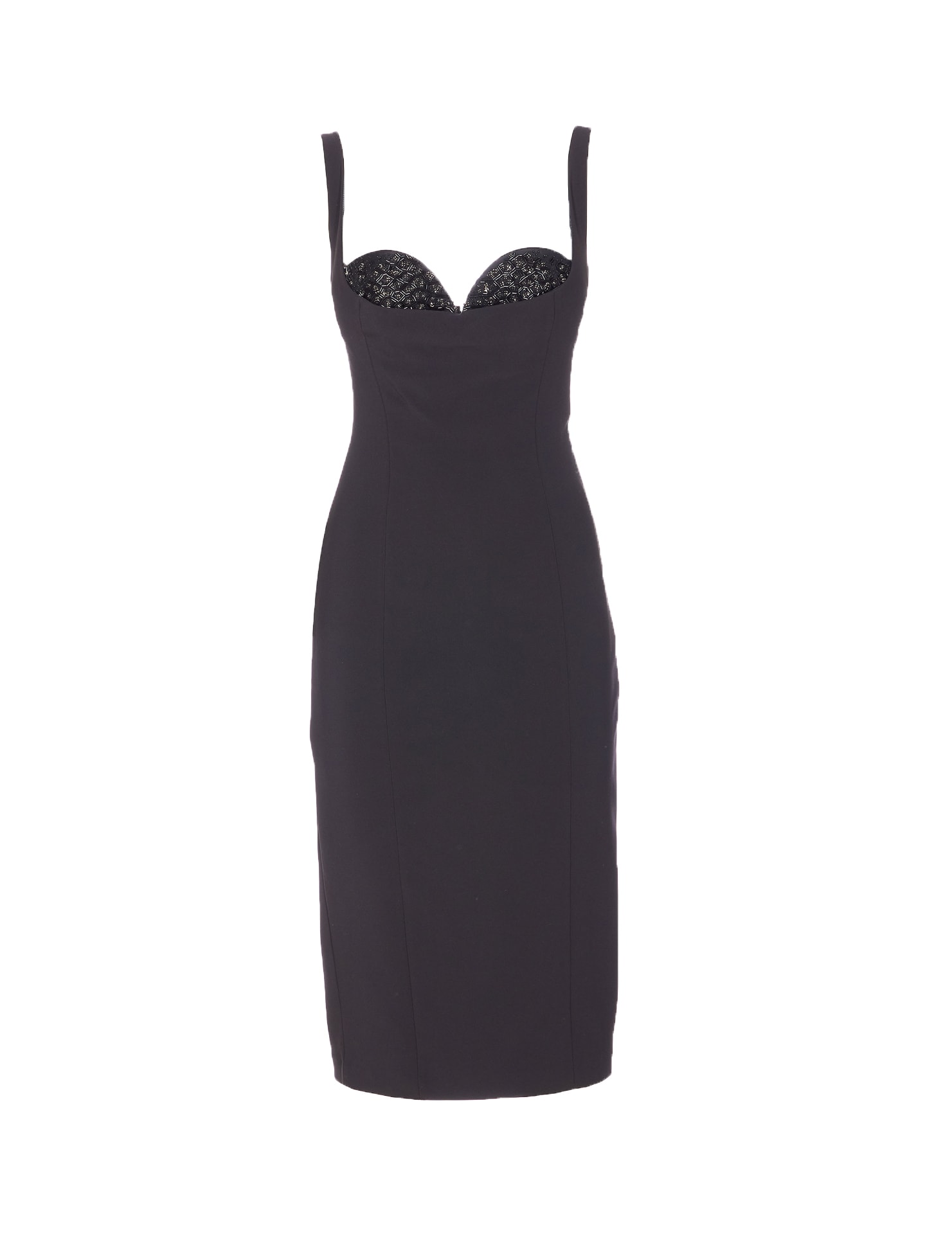 Elisabetta Franchi Fitted Dress With Adjustable Shoulder Straps In Black