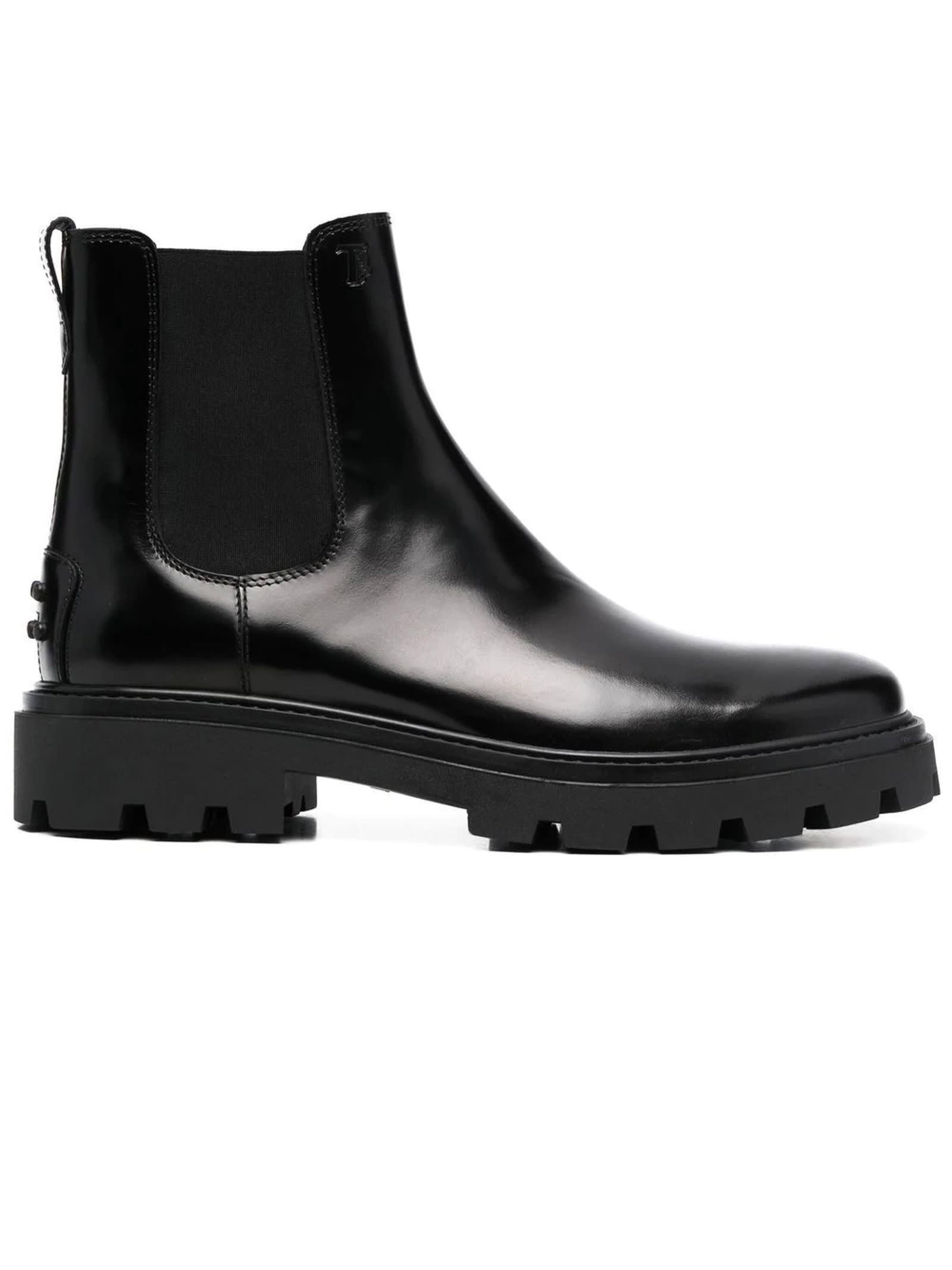 Tod's Chelsea Ankle Boots In Black Brushed Leather