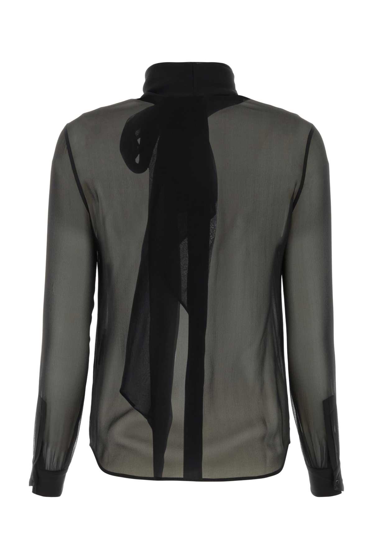 Shop Saint Laurent Black Crepe Shirt In Noir