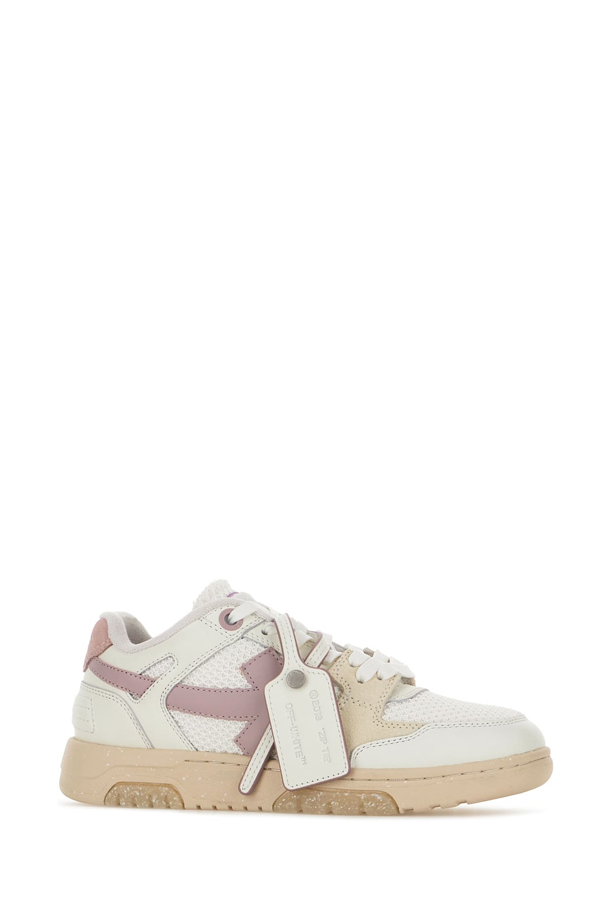 Shop Off-white Two-tone Leather And Polyester Out Off Office Sneakers In White Lilac