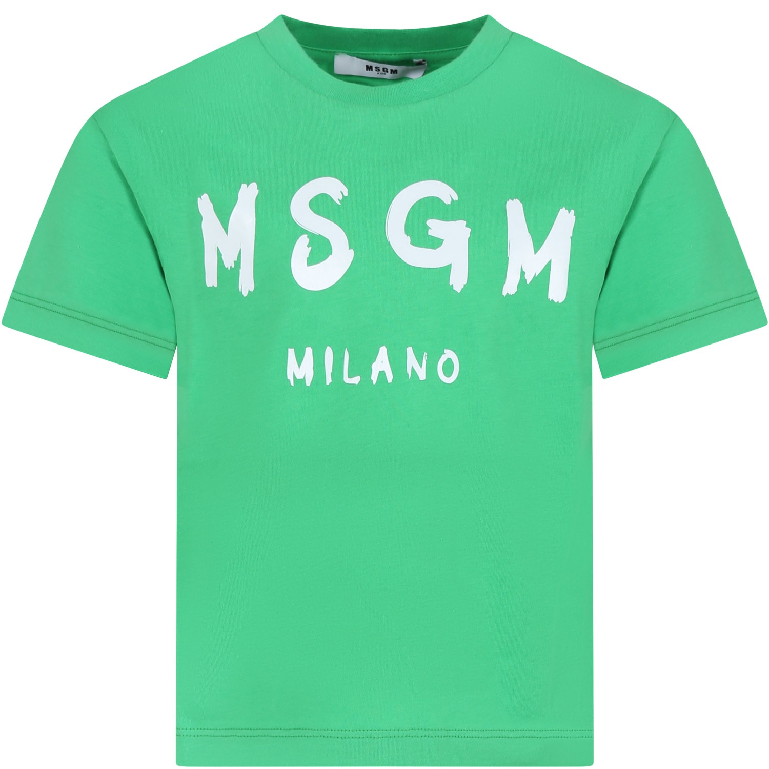 Msgm Green T-shirt For Kids With Logo