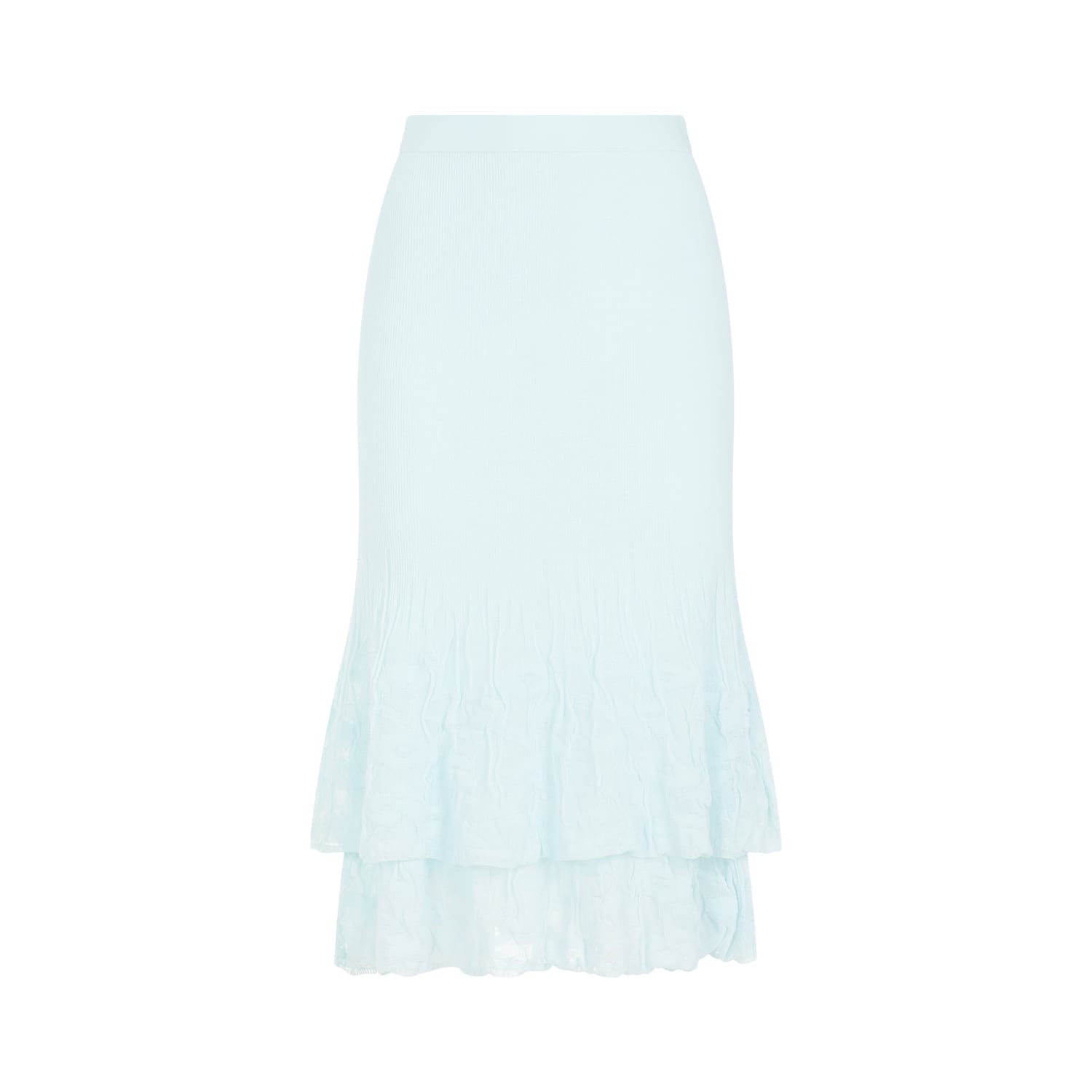 Shop Bottega Veneta Cotton Midi Skirt In Pale Turquoise