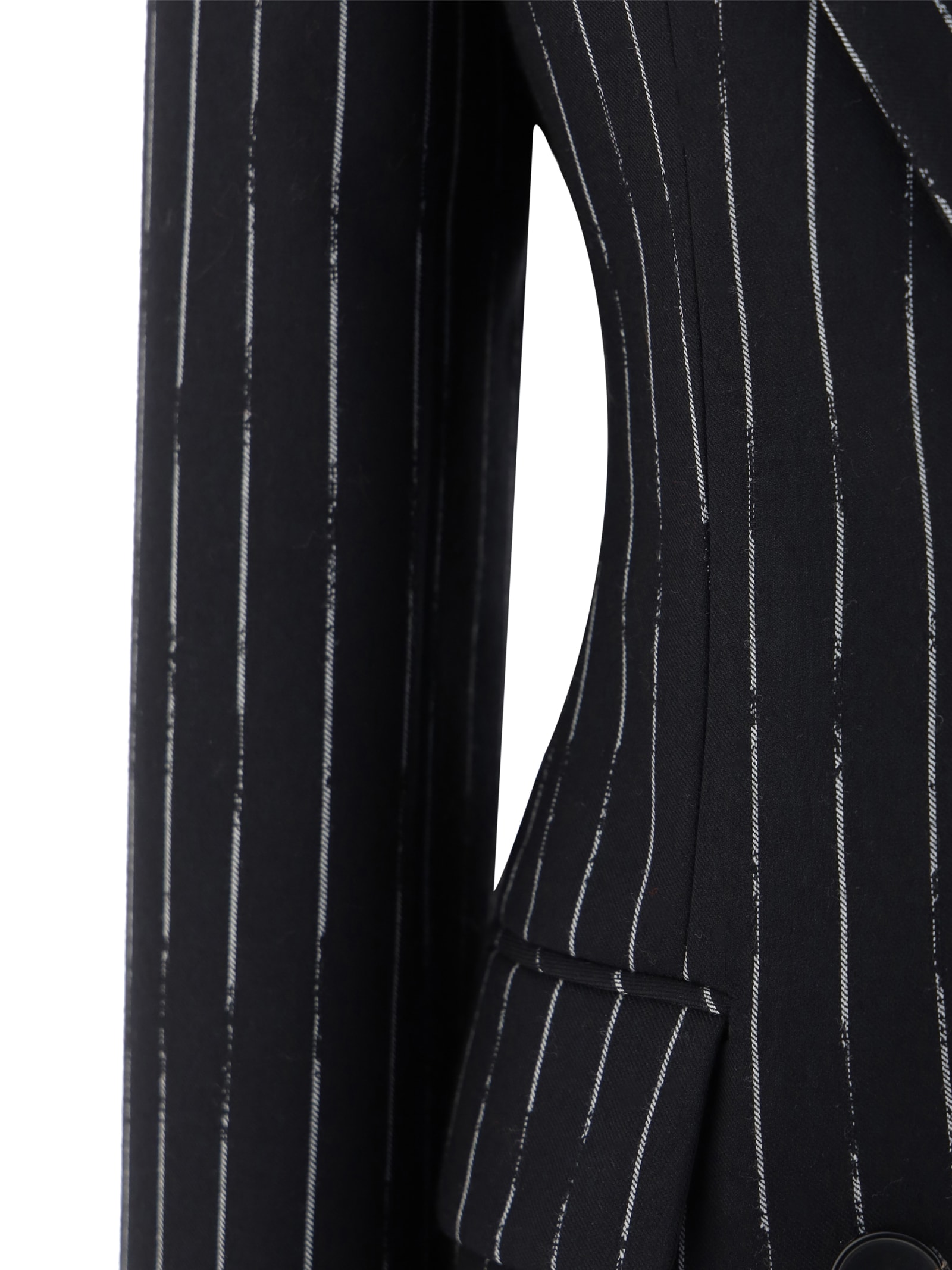 Alexander Mcqueen Pinstripe Tailored Jacket With Double-breasted Front In Black/ivory
