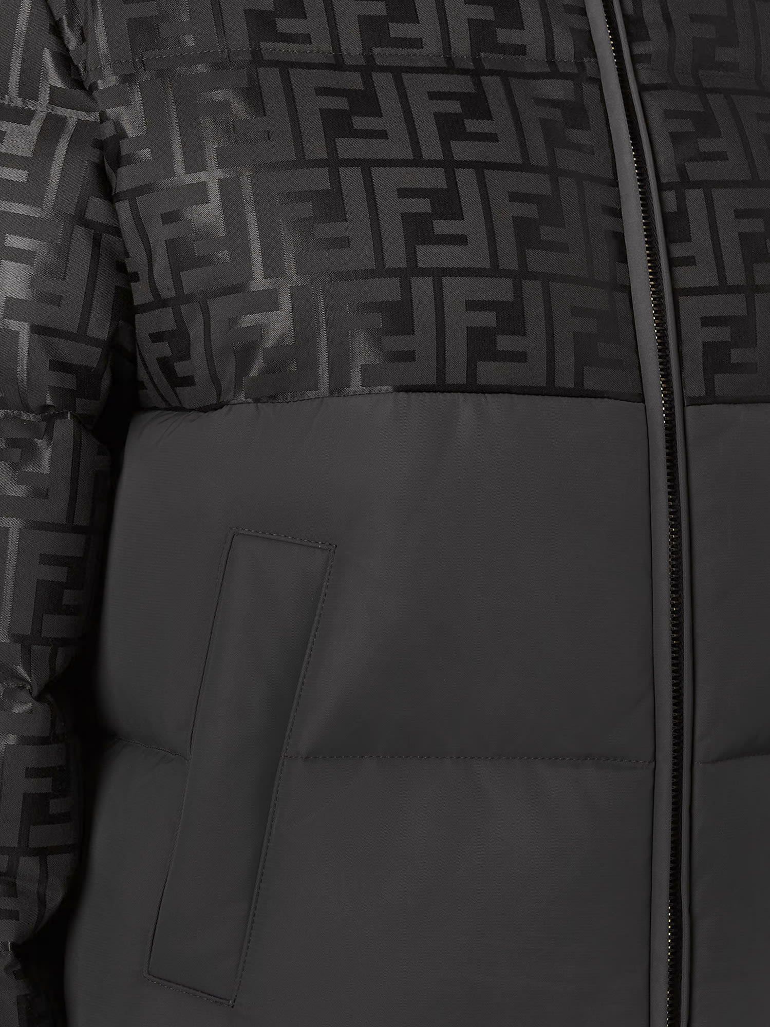 Fendi Women Padded Jacket In Ff Jacquard Technical Fabric In Black