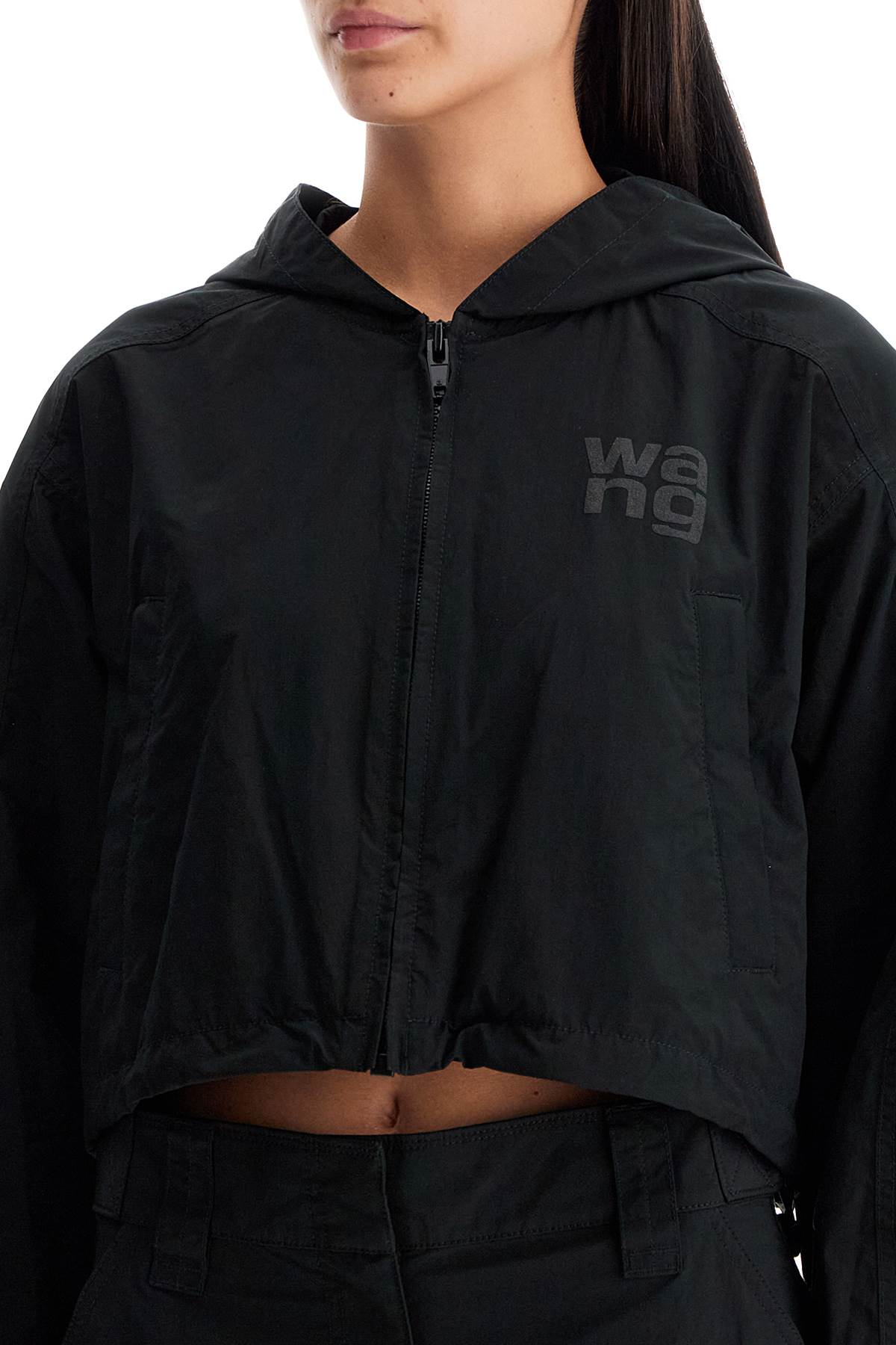 Shop Alexander Wang Cropped Hooded Jacket With In Black (black)