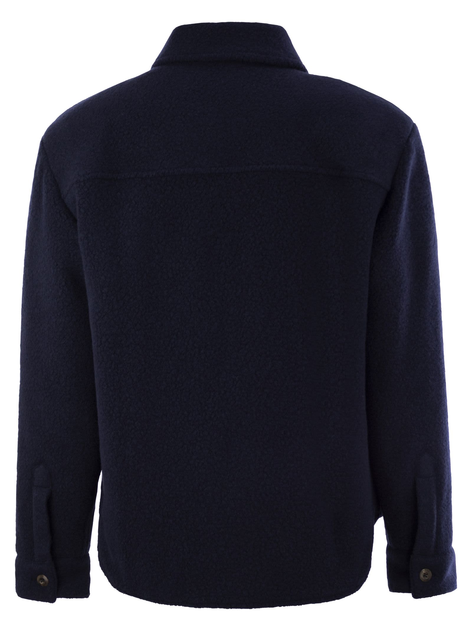 Fay Jacket Wool Blend Buttoned Cuffs In Navy Blue