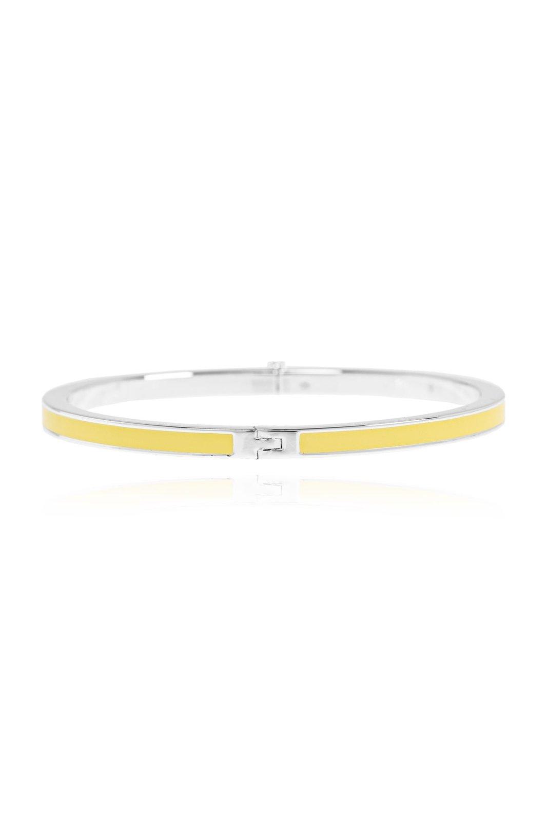 Tory Burch Thin Kira Enamel Bracelet In Light Silver