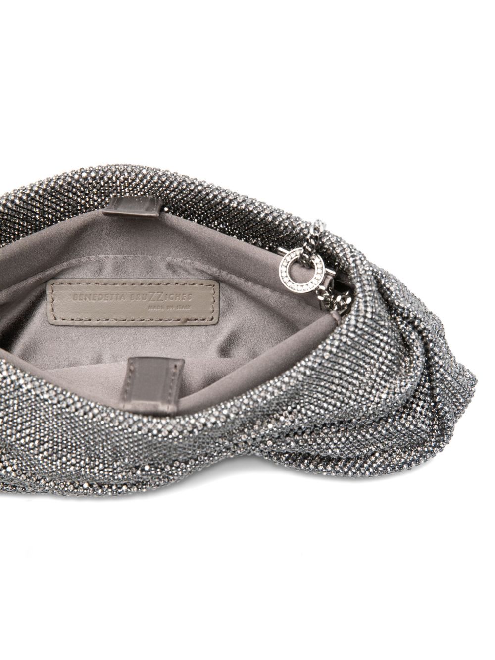 Benedetta Bruzziches Clutch With Chain Shoulder Strap In Gray