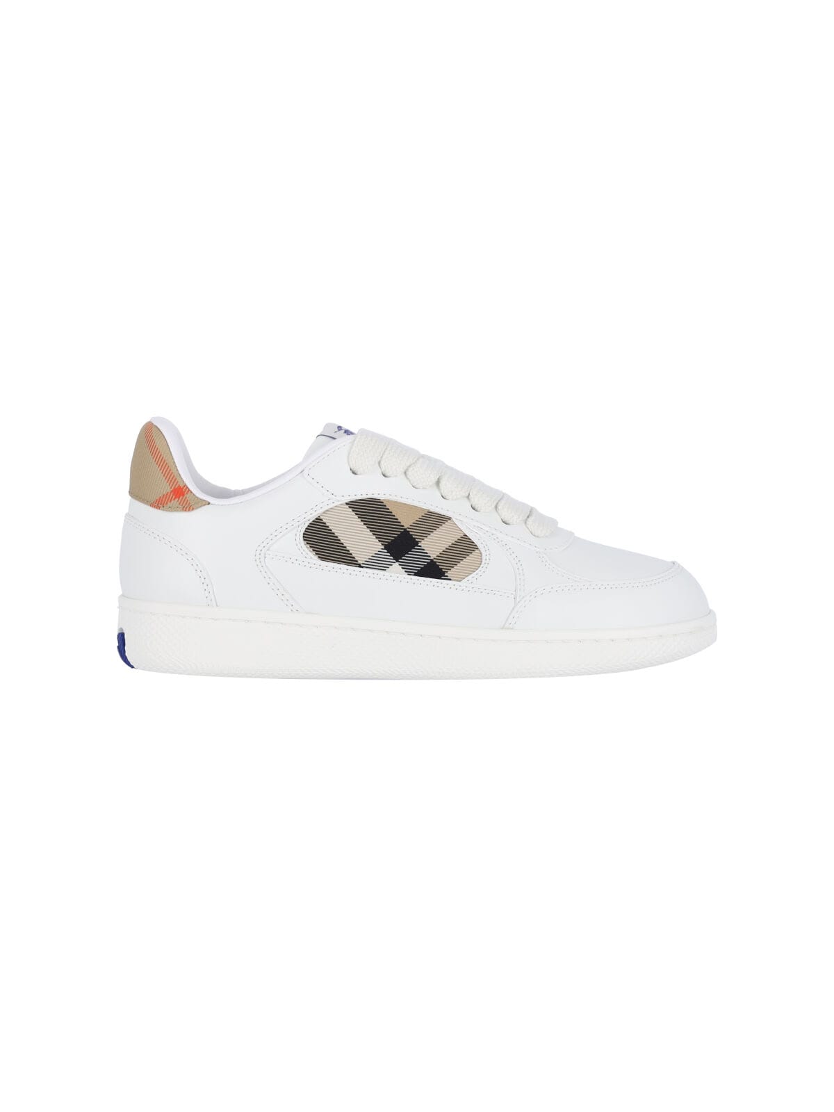 Burberry White Leather Sneaker Terrace And Check In Sand